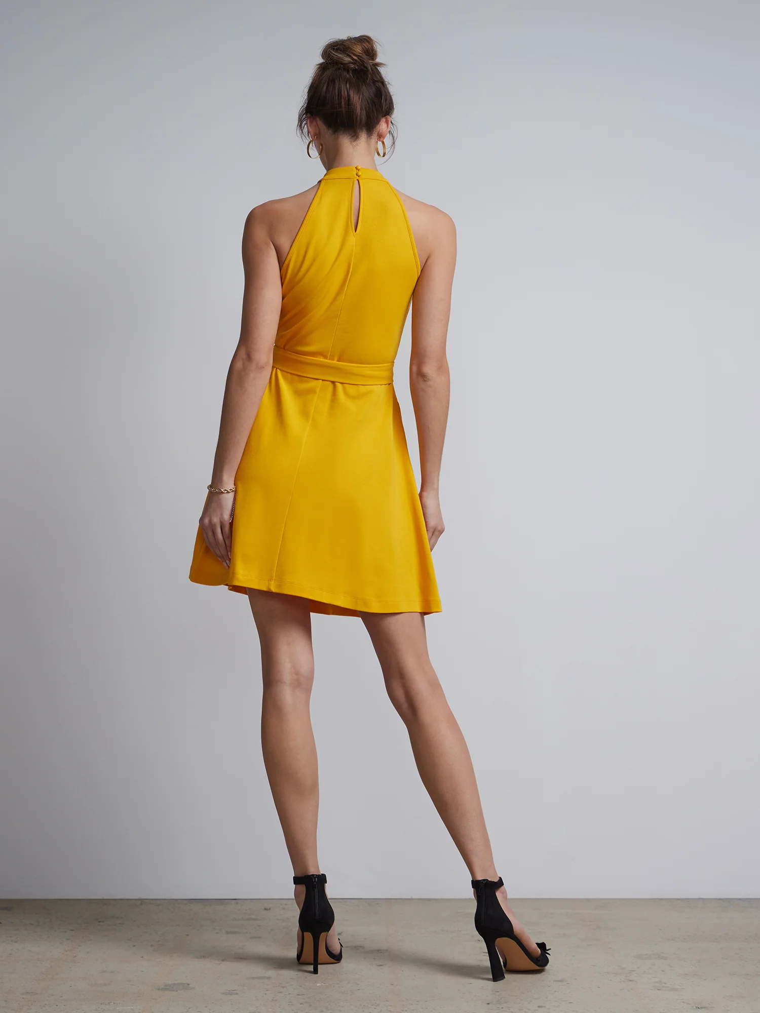 Petite Belted Halter Flare Dress - City Knits - Image 18