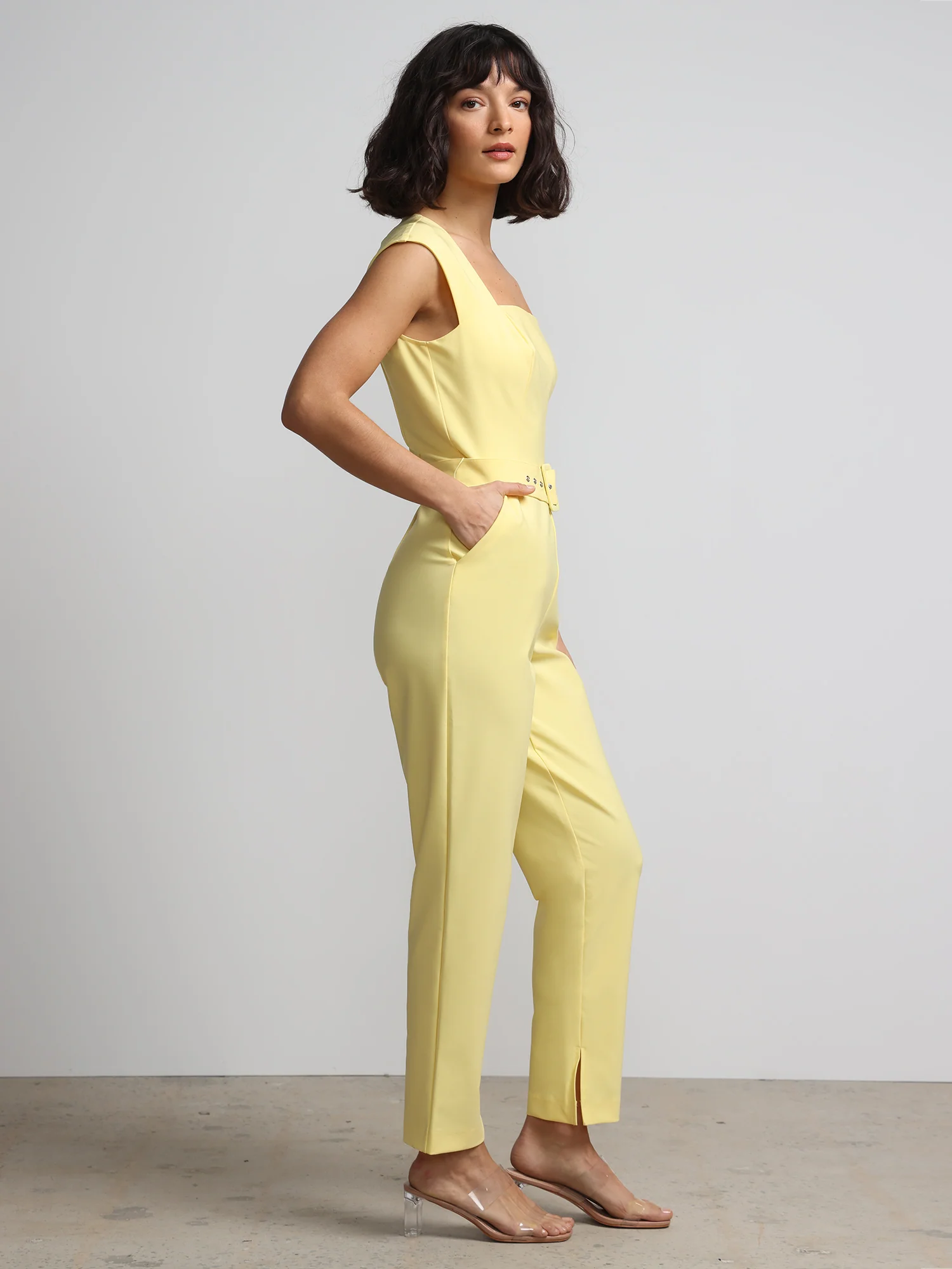 Petite Belted Square-Neck Jumpsuit - Fit To Flatter - Image 2