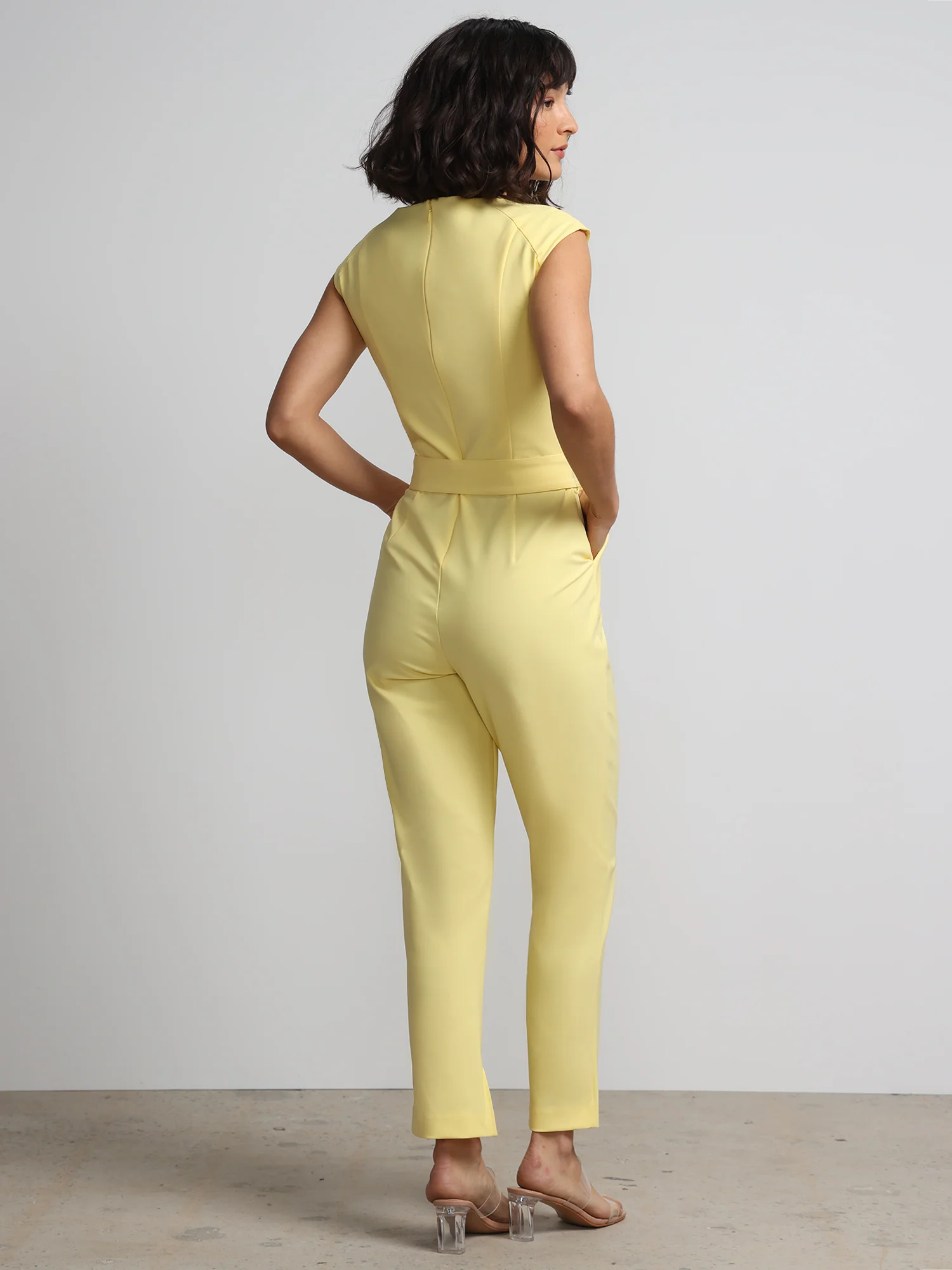 Petite Belted Square-Neck Jumpsuit - Fit To Flatter - Image 3