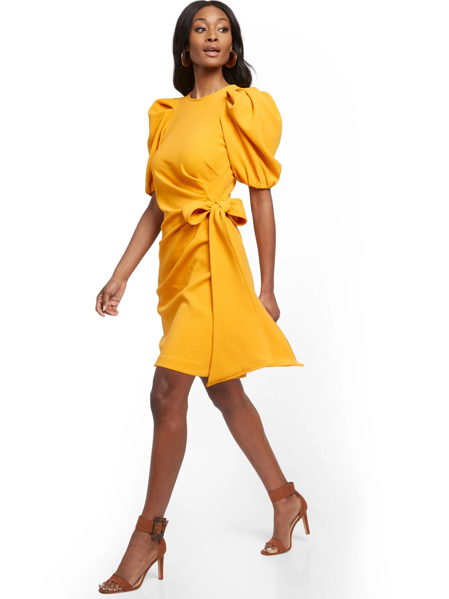 Petite Bow-Accent Pleated Sheath Dress - Image 4