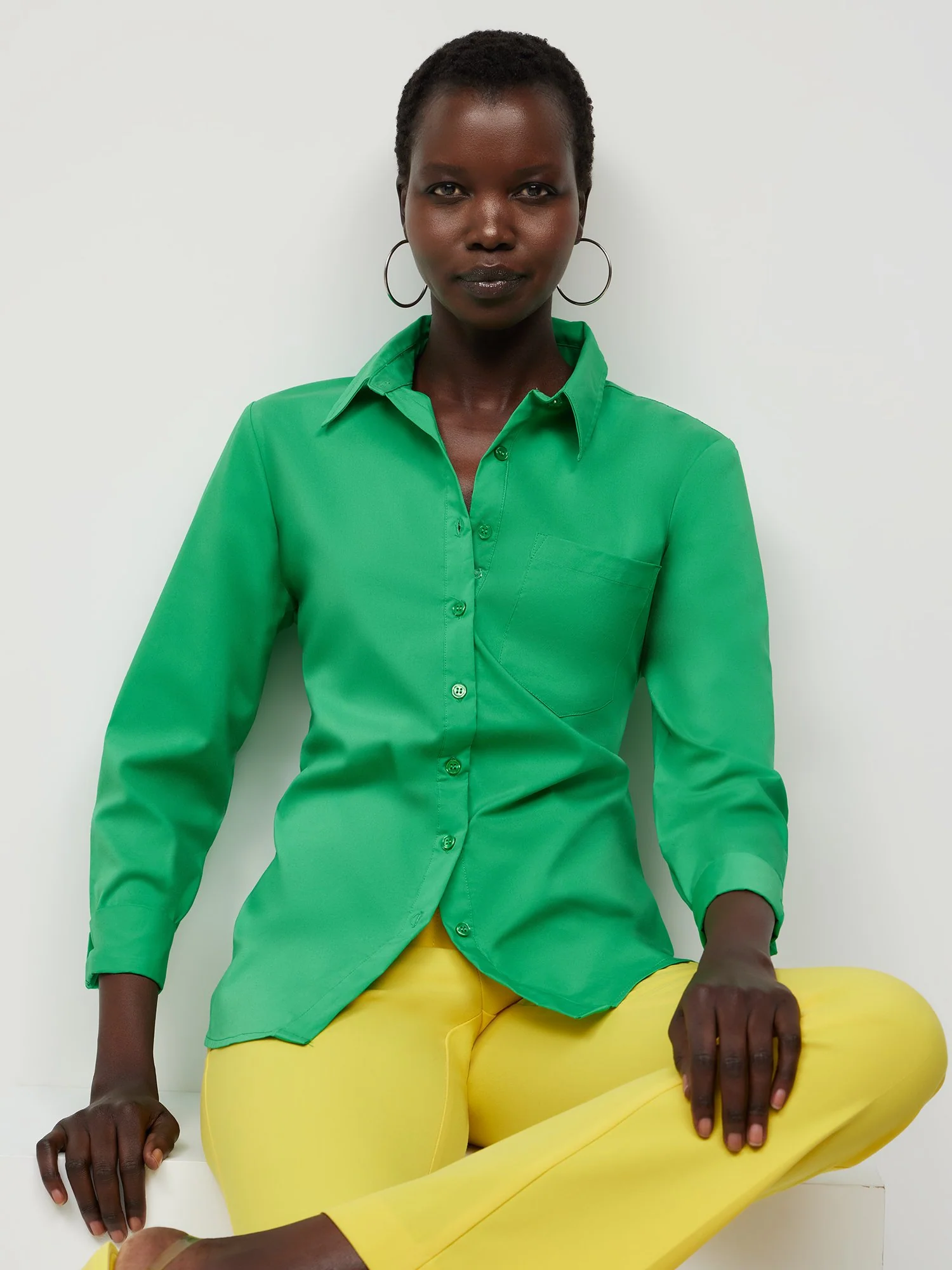 Petite Boyfriend Button-Front Secret Snap - NY&C Madison Shirt® - Image 13