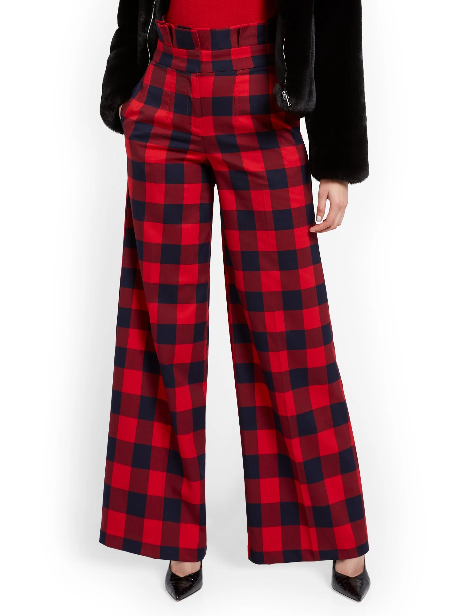 Petite Buffalo Check Paperbag-Waist Pant - Image 2