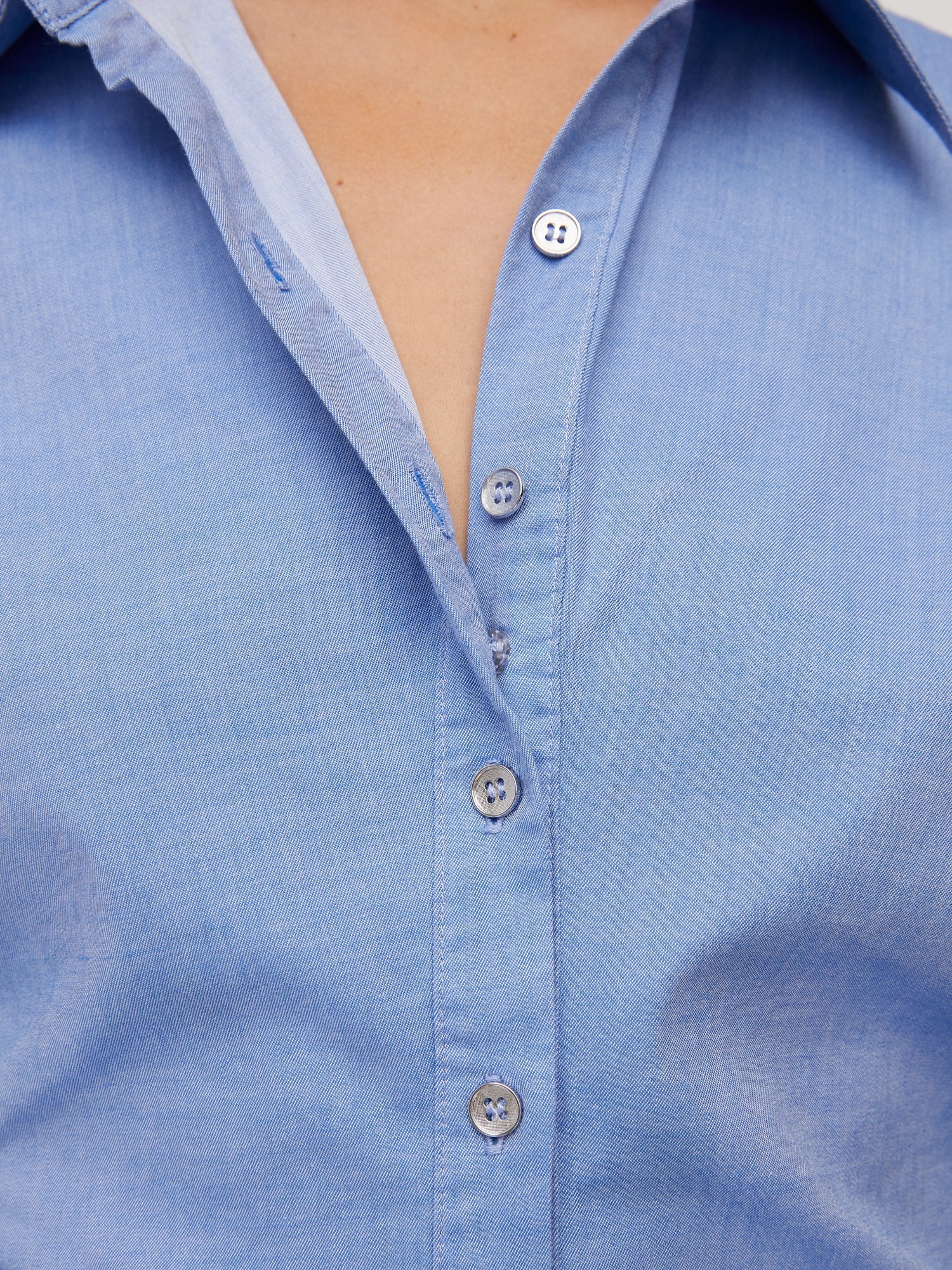 Petite Chambray Button-Front Secret Snap - NY&C Madison Shirt® - Image 4