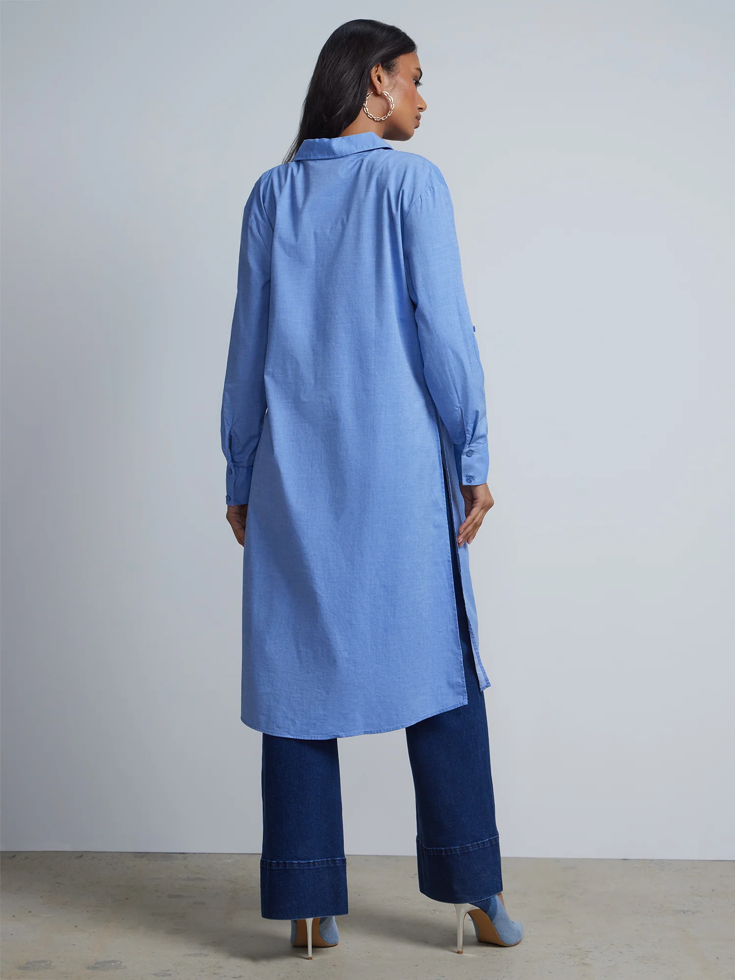 Petite Chambray Maxi Button-Front - NY&C Madison Shirt® - Image 3