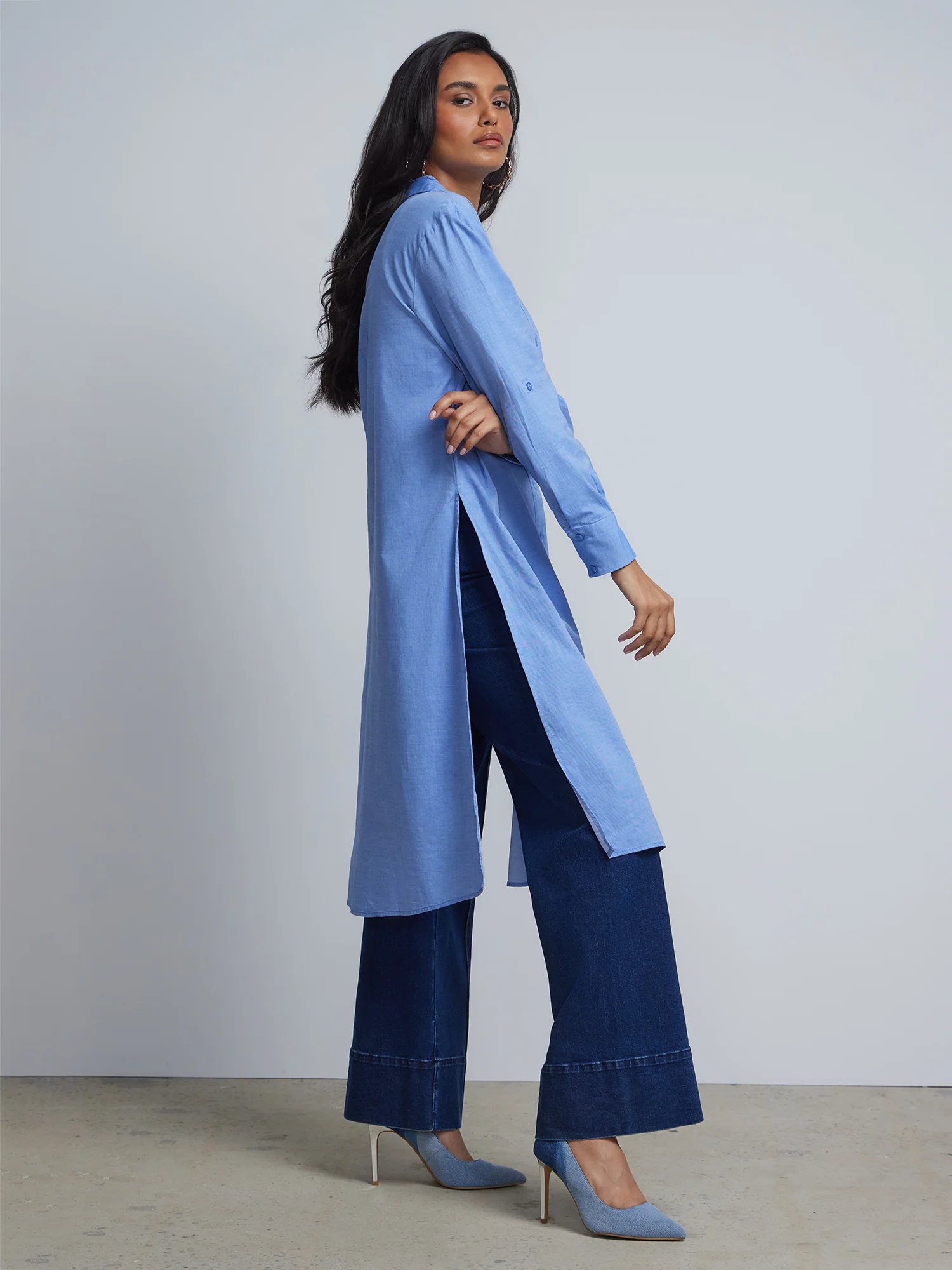 Petite Chambray Maxi Button-Front - NY&C Madison Shirt® - Image 4