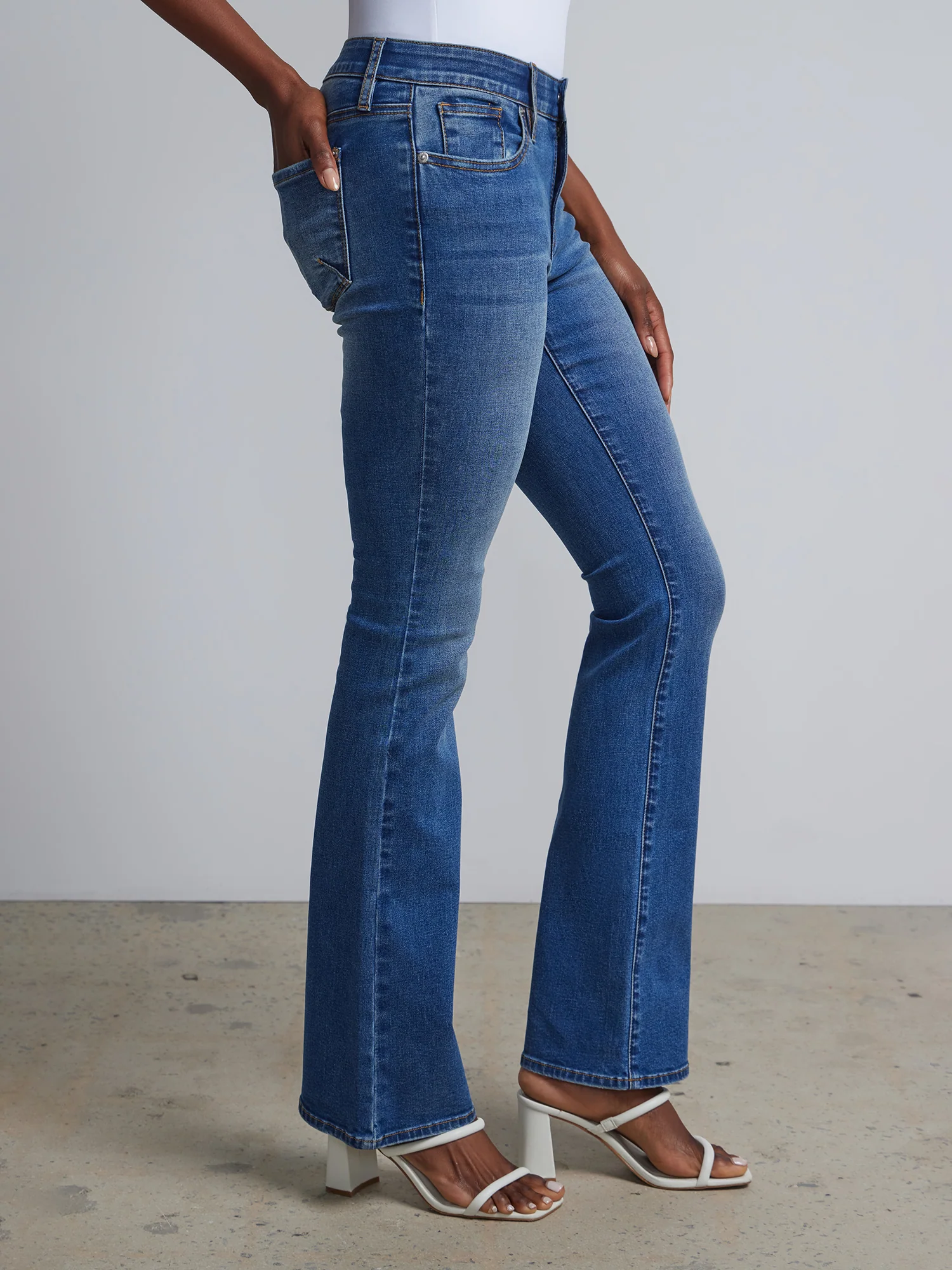 Petite Curvy High-Waisted Bootcut Jeans - Dark Wash - Image 2
