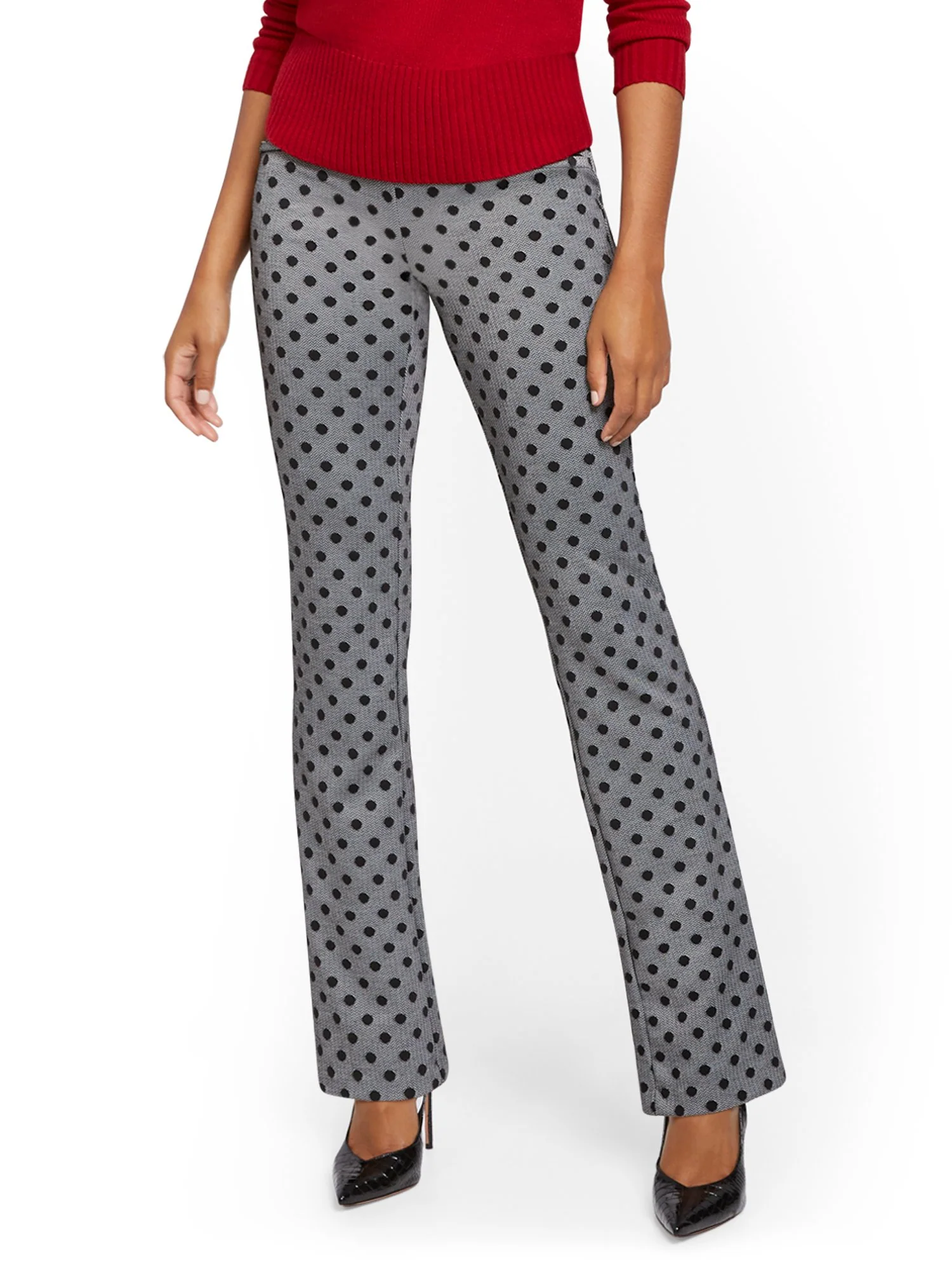 Petite Dot-Print Pull-On Bootcut Ponte Pant - Superflex - Image 2
