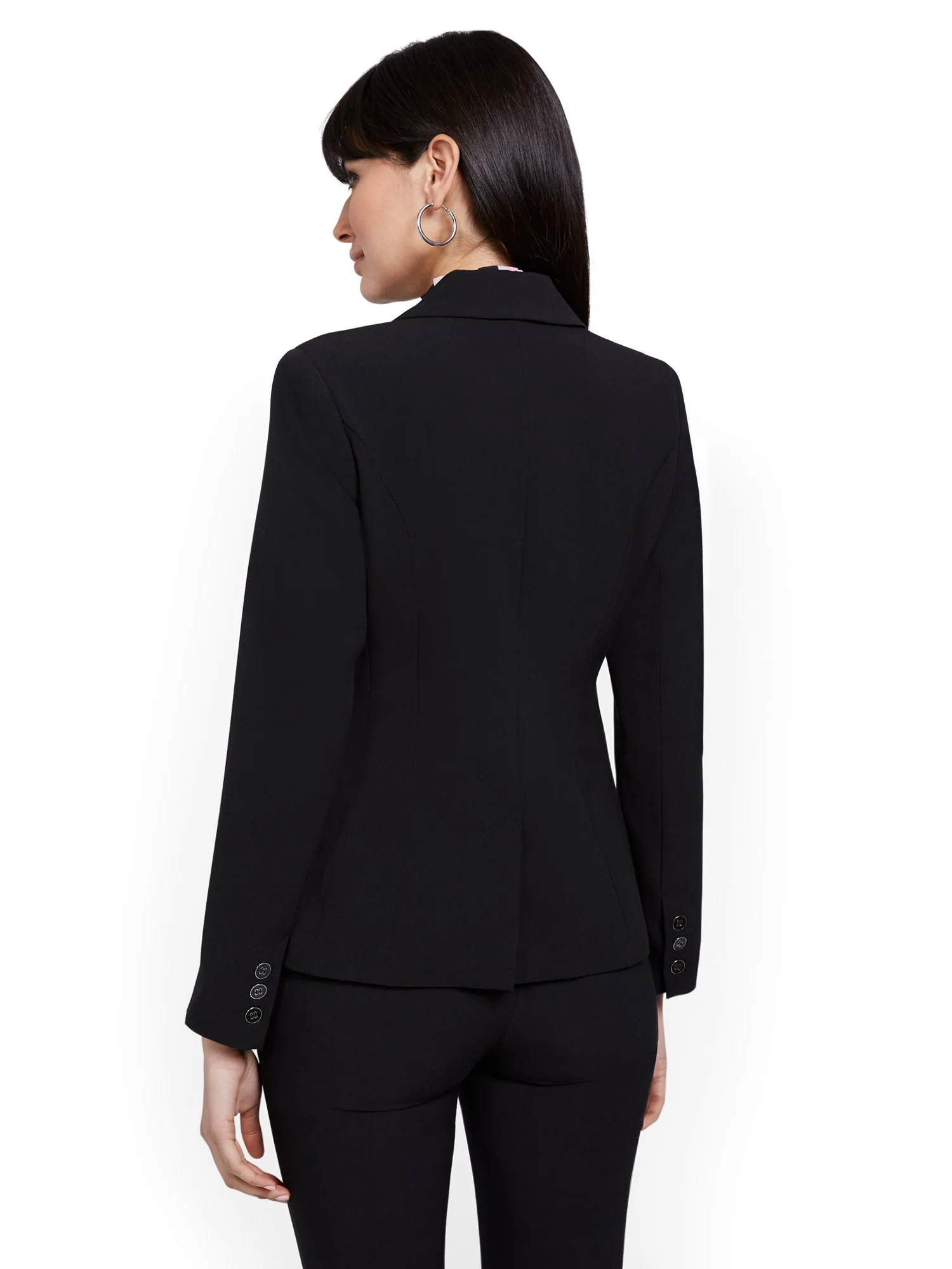Petite Faux-Pocket Button-Front Blazer - Essential Stretch - Image 3