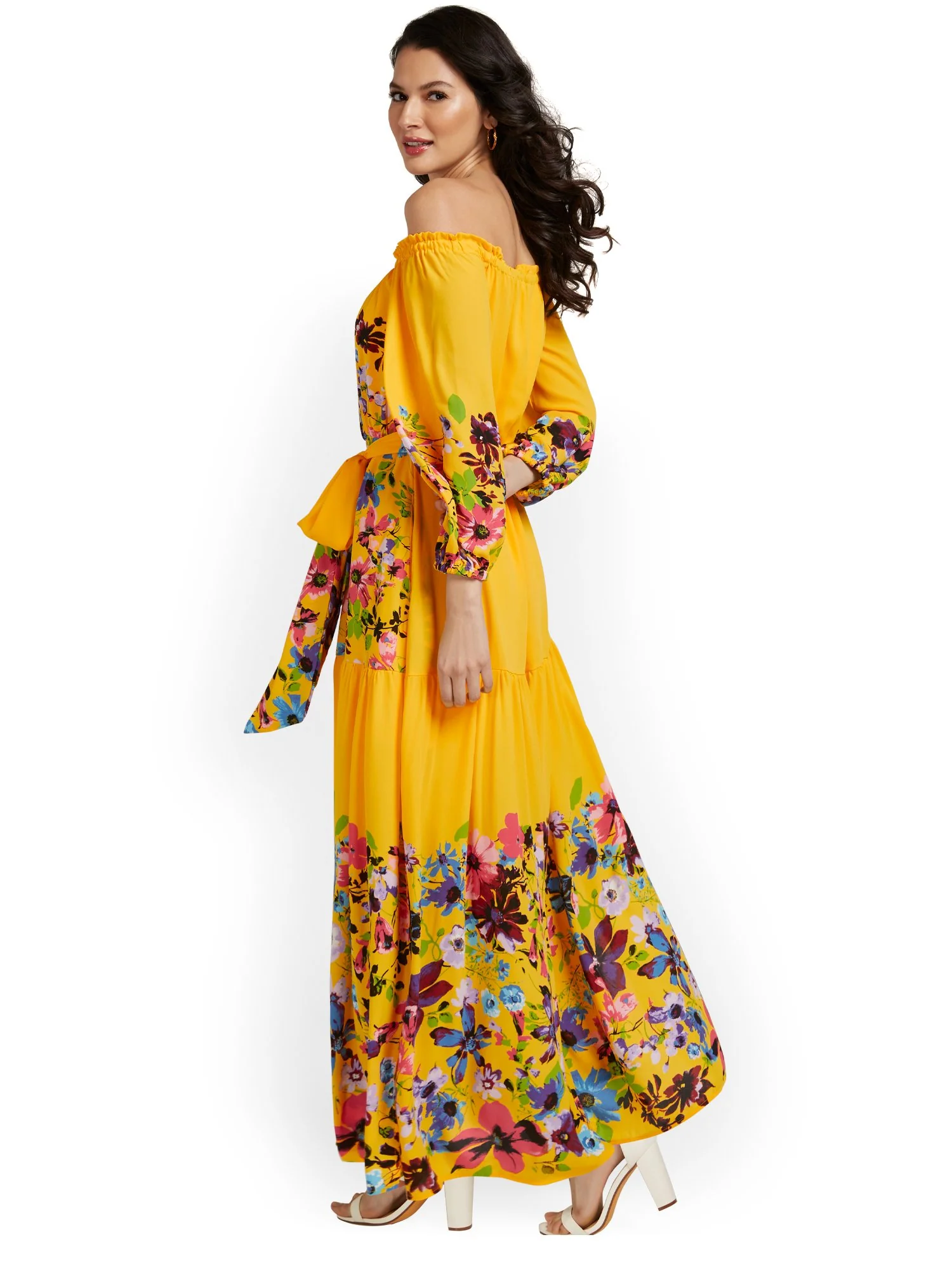 Petite Floral-Print Off-The-Shoulder Maxi Dress - Image 4