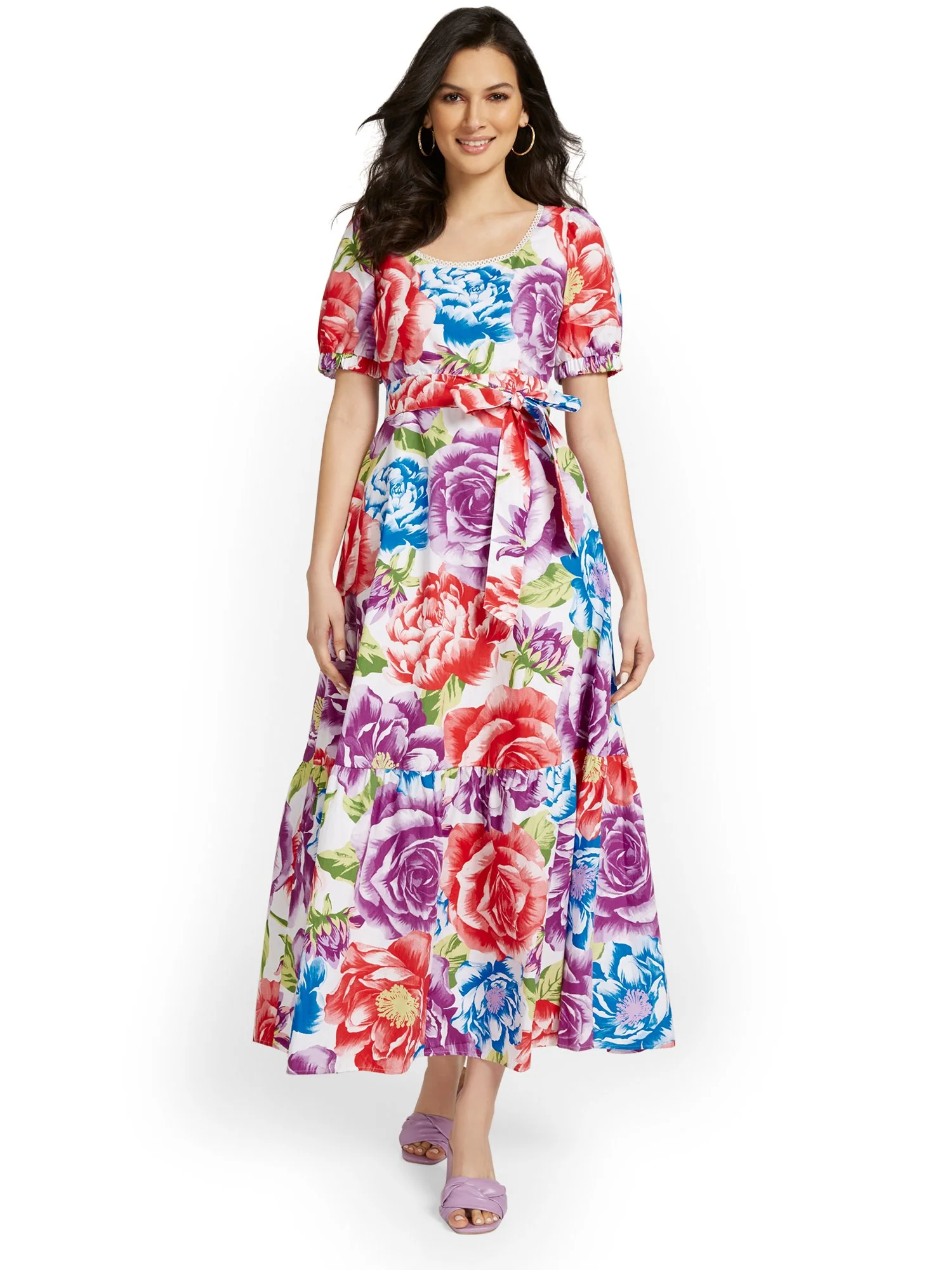 Petite Floral-Print Puff-Sleeve Maxi Dress - Image 2