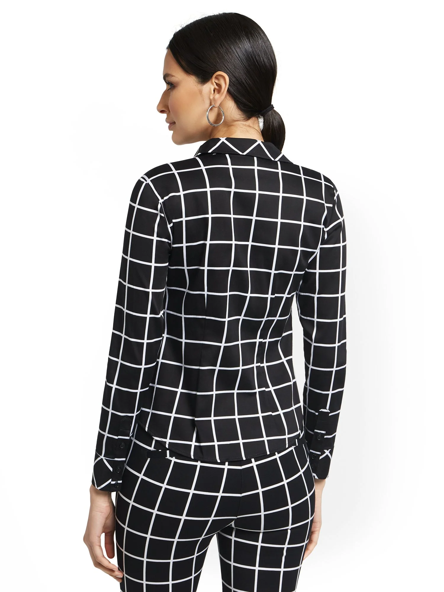 Petite Grid-Print Madison Shirt - 7th Avenue - Image 2