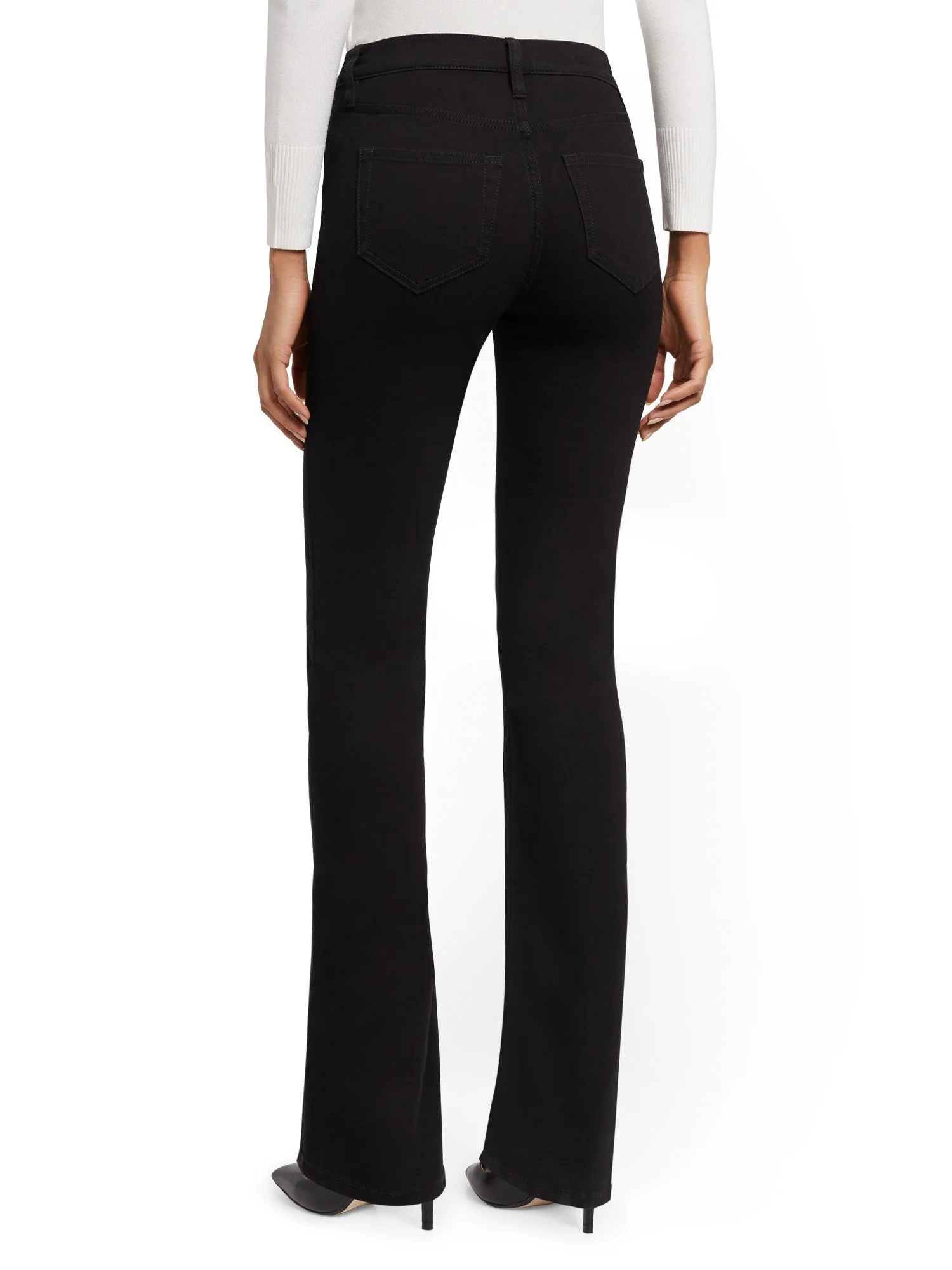 Petite High-Waisted Curvy Barely Bootcut Jeans - Black - Image 3