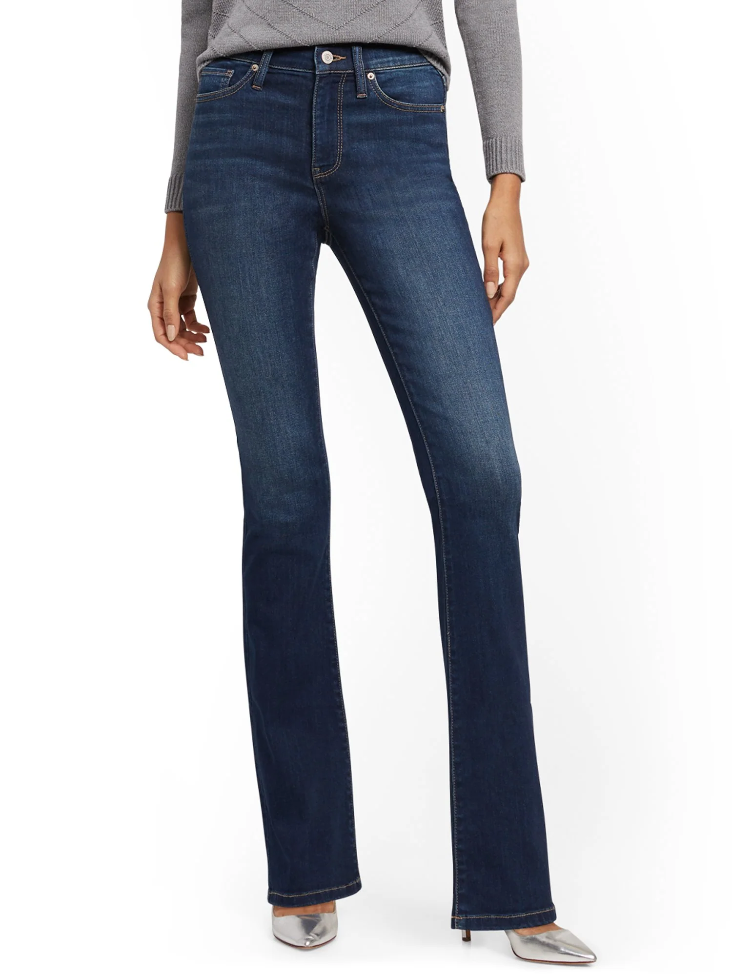 Petite High-Waisted Curvy Barely Bootcut Jeans - Bluebird Blue - Image 2