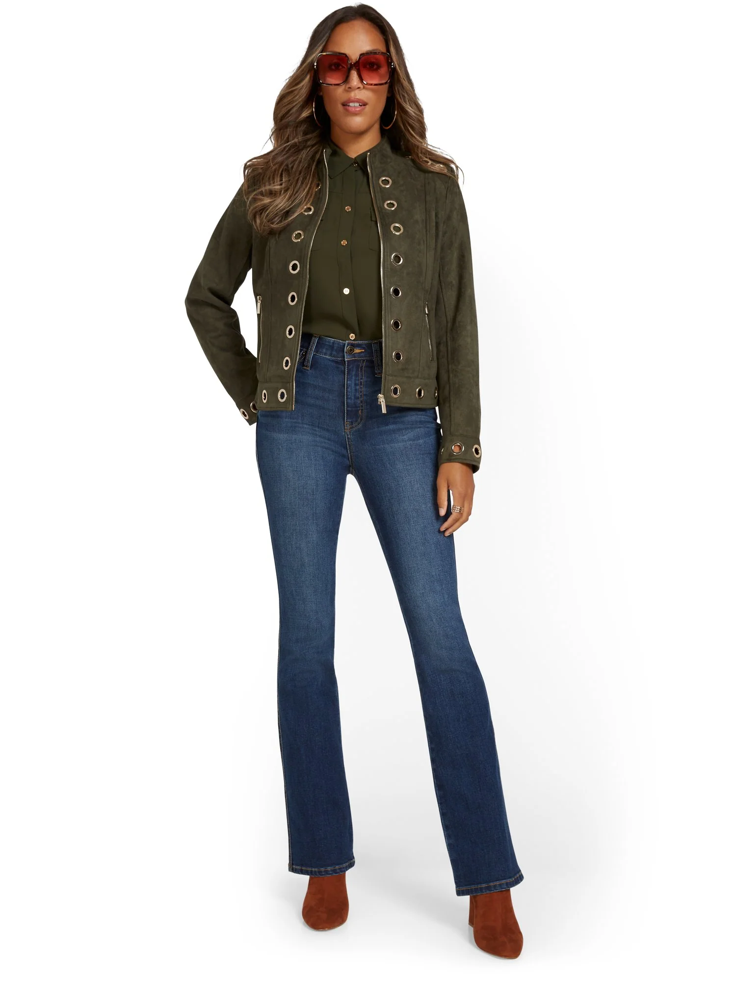 Petite High-Waisted Curvy Essential Bootcut Jeans - Foxy Blue Wash - Image 4