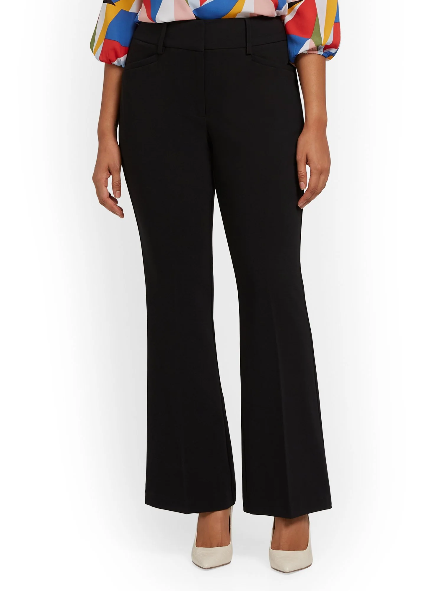 Petite High-Waisted Curvy-Fit Bootcut Pant - Premium Stretch - Image 2