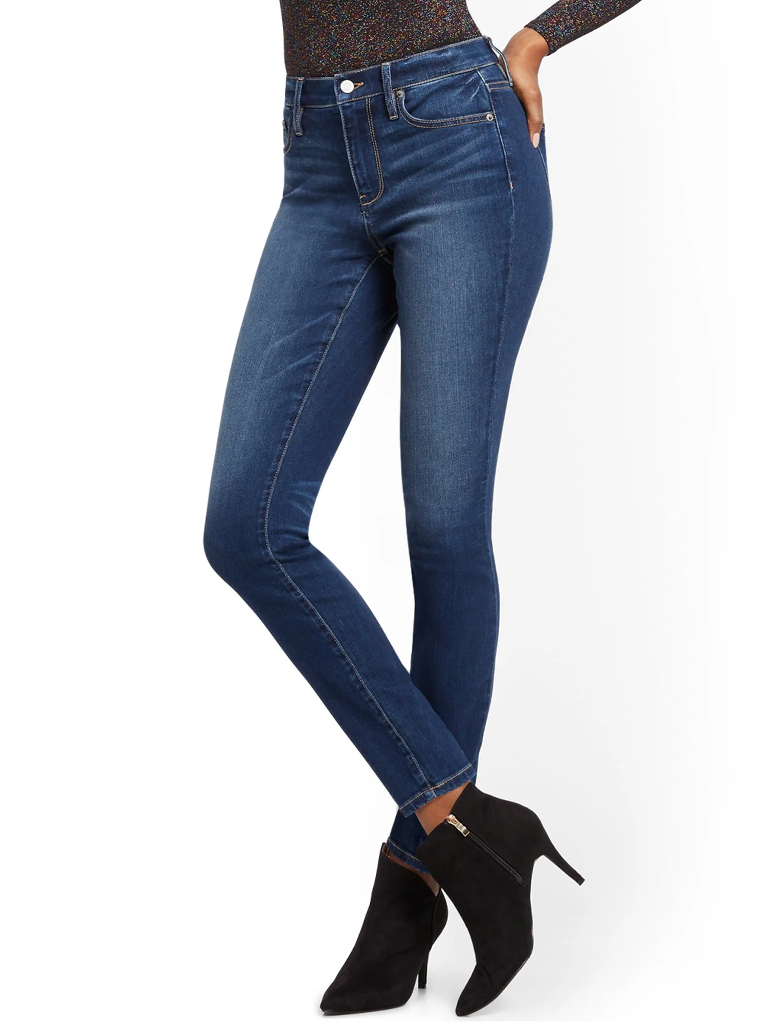 Petite High-Waisted Curvy Skinny Jeans - Blue Oasis