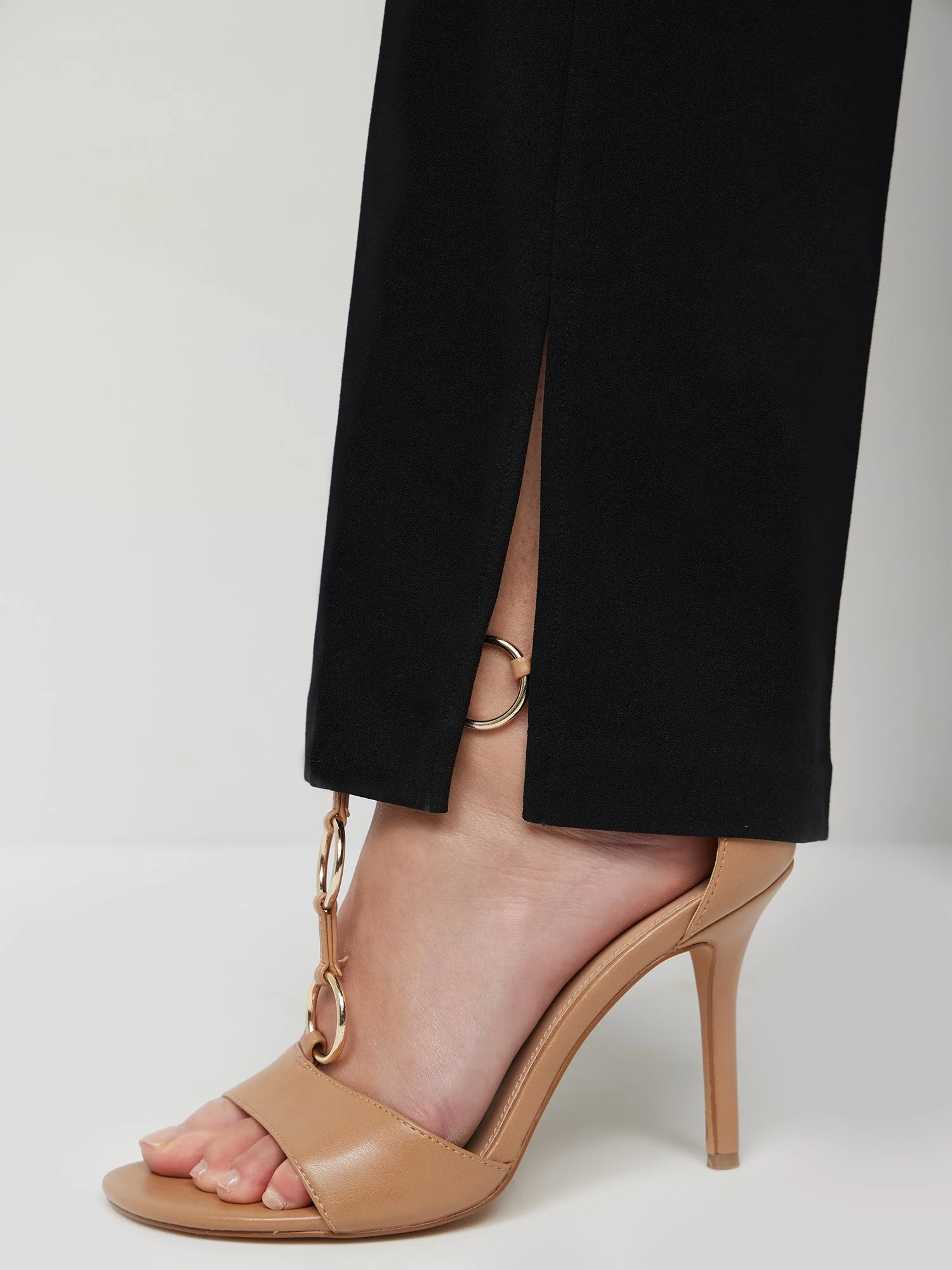 Petite High-Waisted Slit-Hem Flare Pant - Magic Crepe® - Image 3