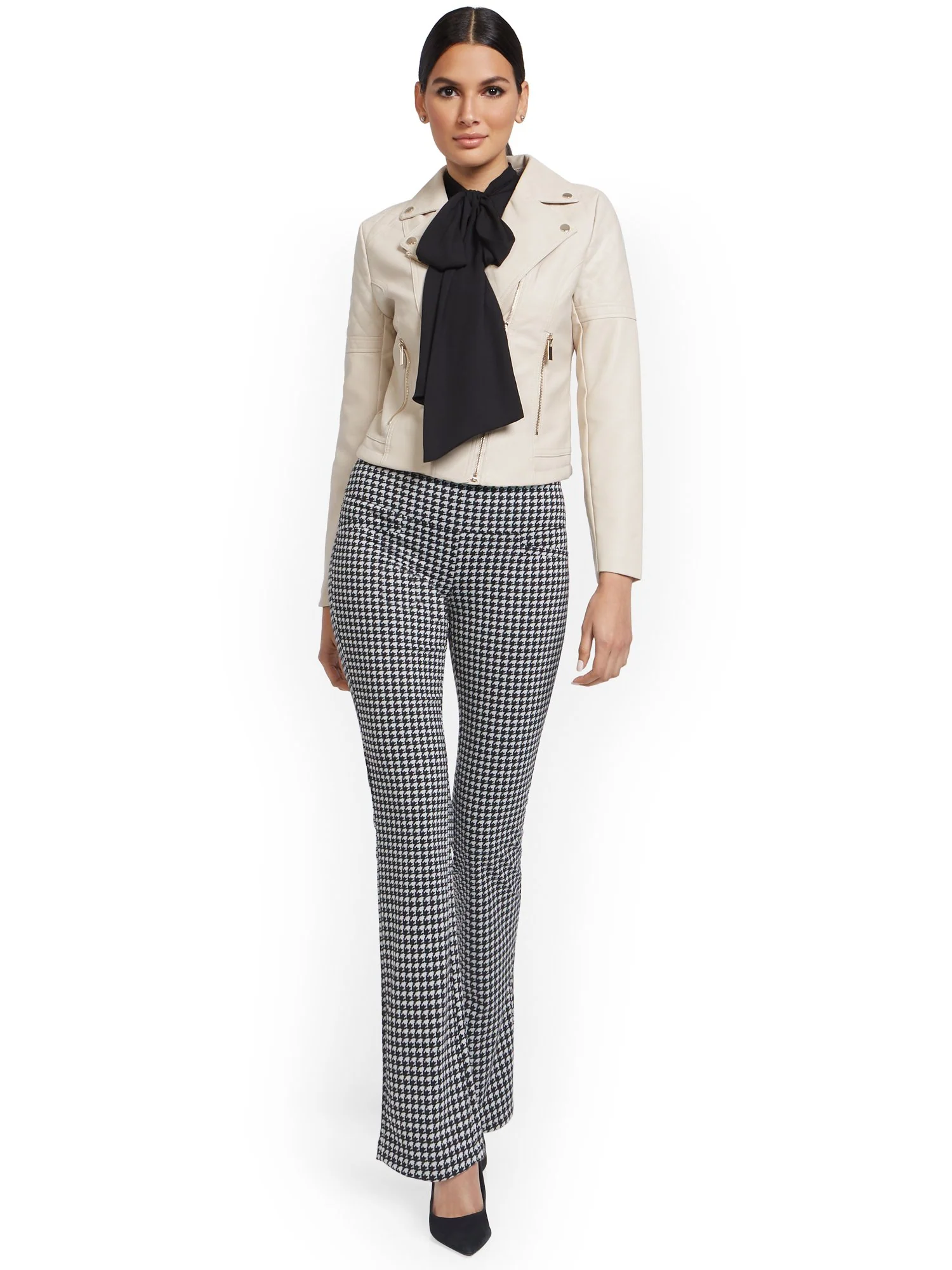 Petite Houndstooth Pull-On Bootcut Ponte Knit Pant - Superflex - Image 4
