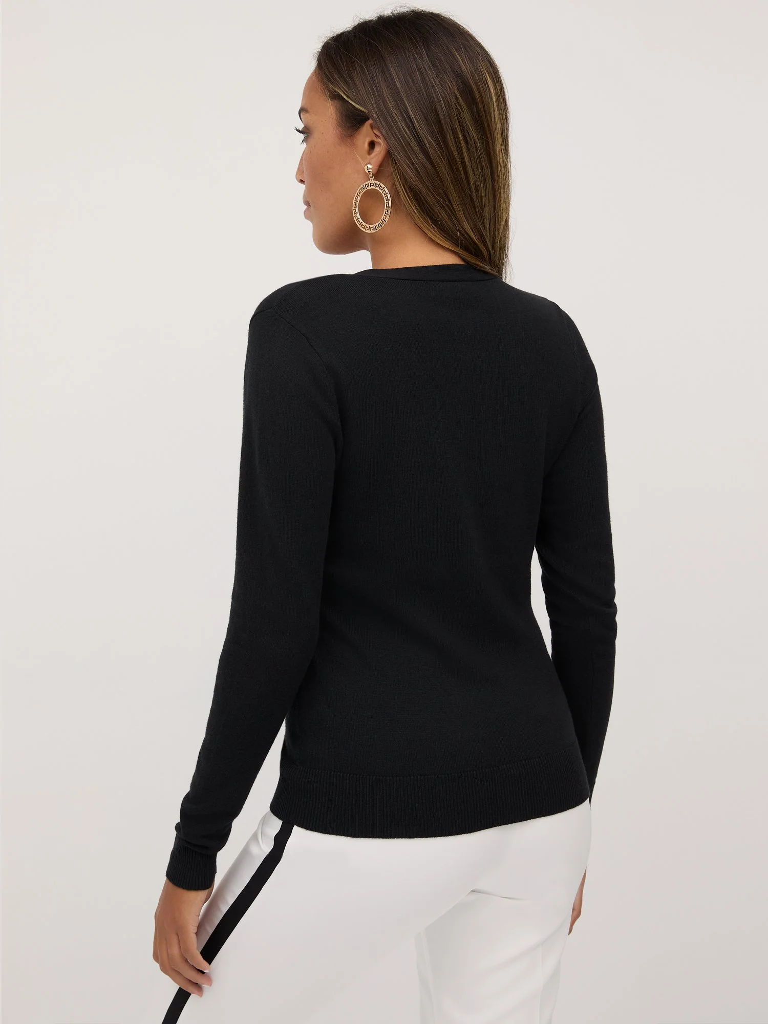 Petite Jeweled-Button Chelsea V-Neck Cardigan - Image 2