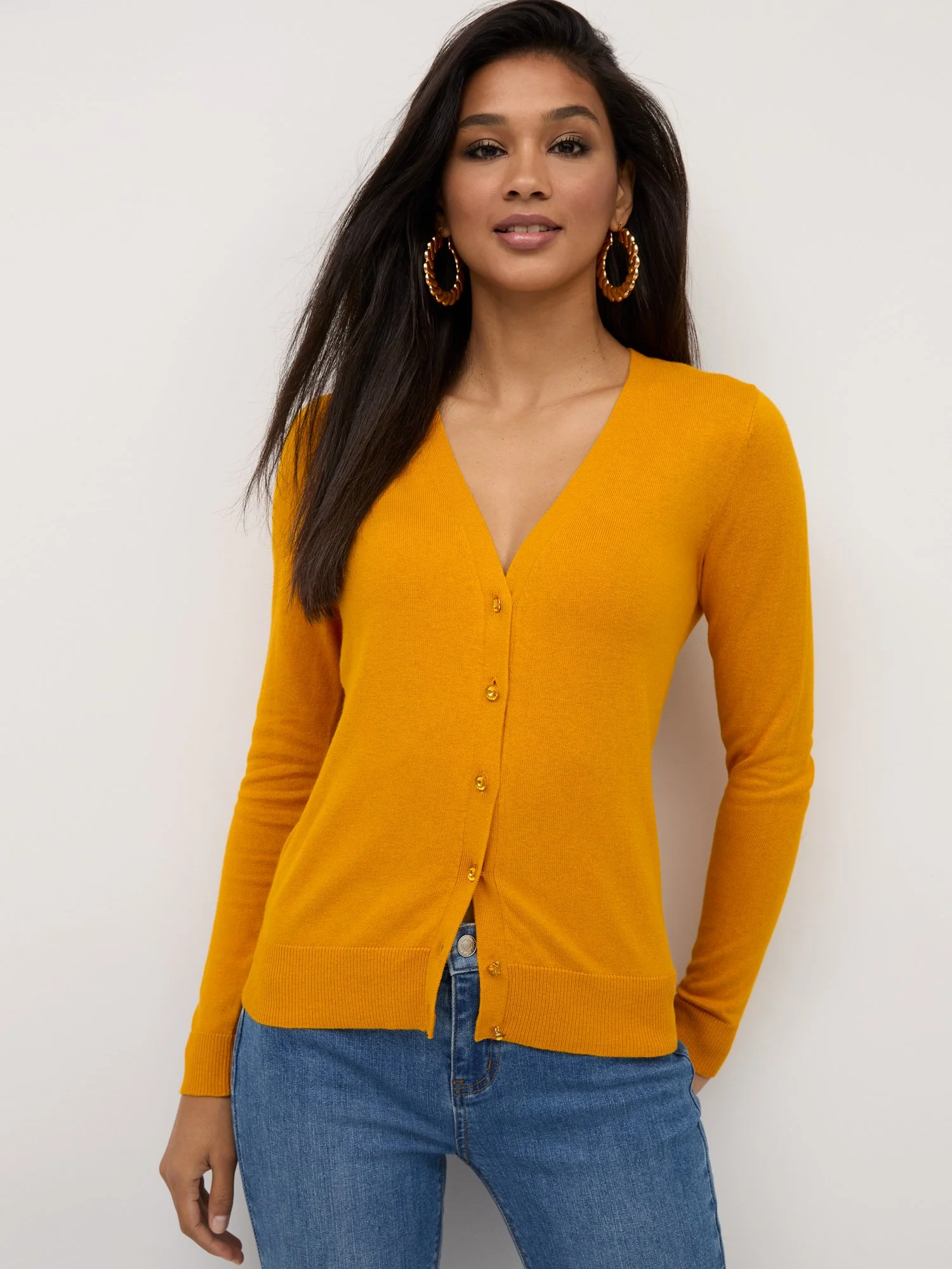 Petite Jeweled-Button Chelsea V-Neck Cardigan - Image 20