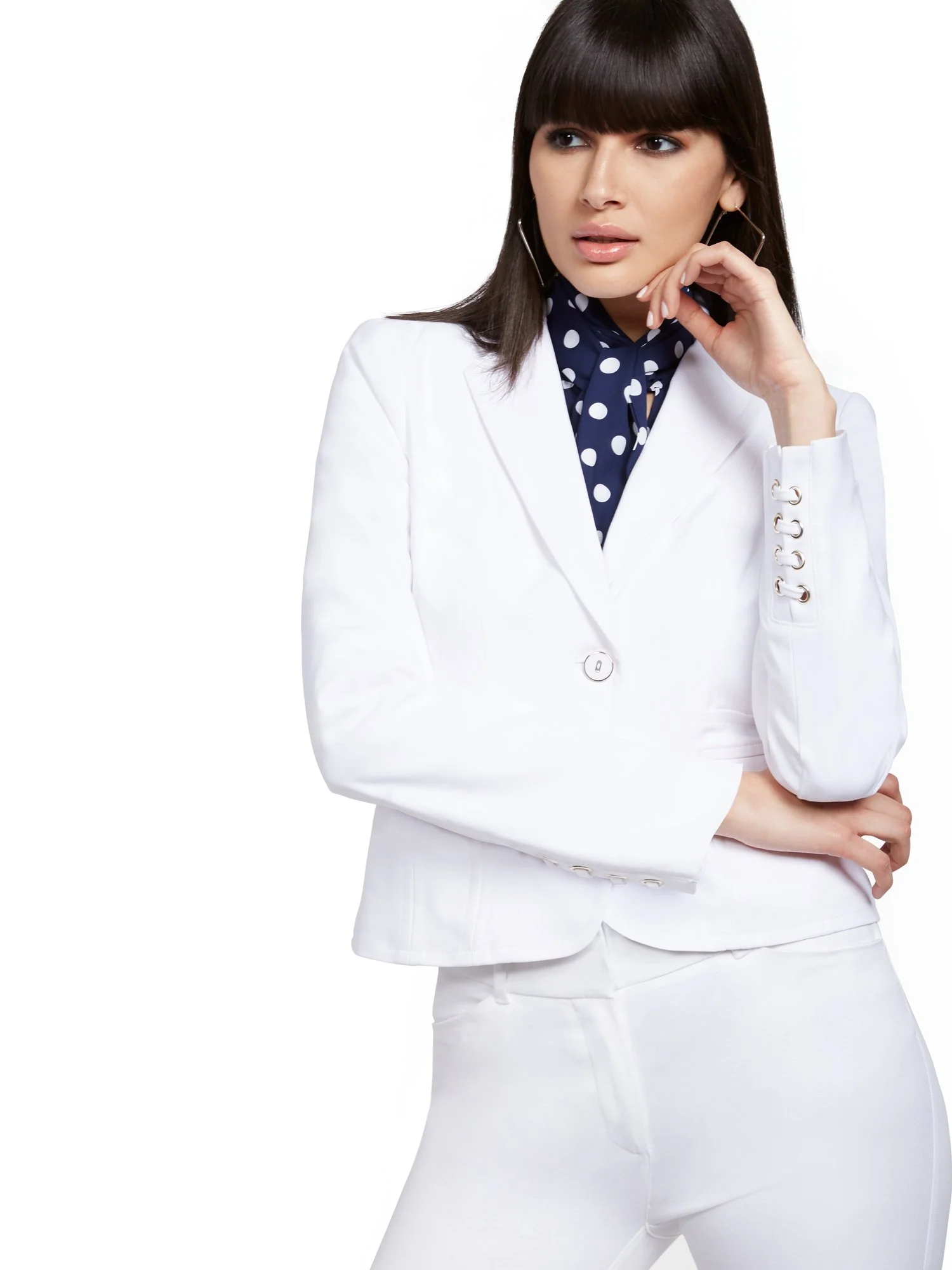Petite Lace-Up Cuff Two-Button Jacket - All-Season Stretch - 7th Avenue - Image 2