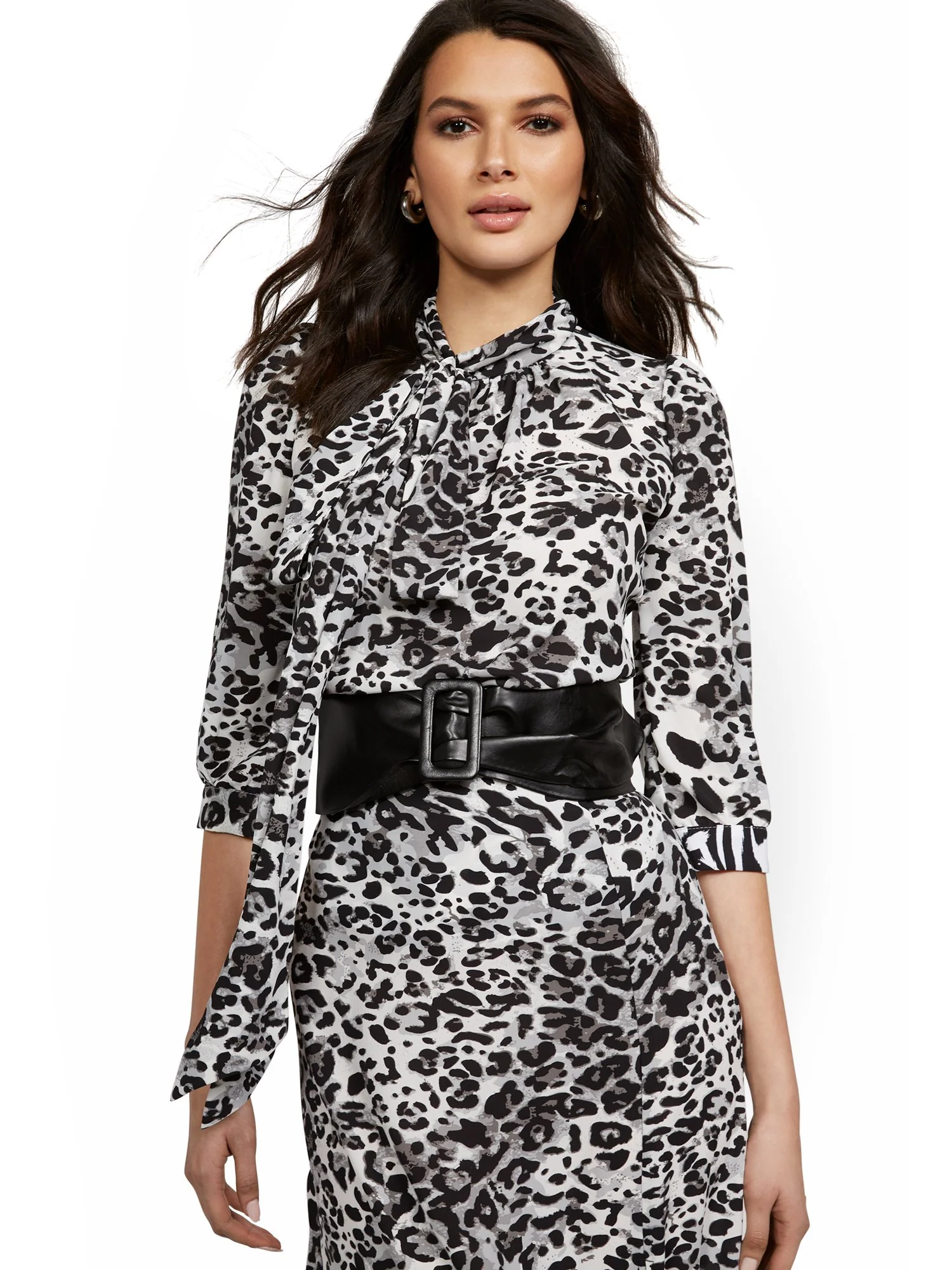 Petite Leopard-Print Bow Blouse - 7th Avenue - Image 2