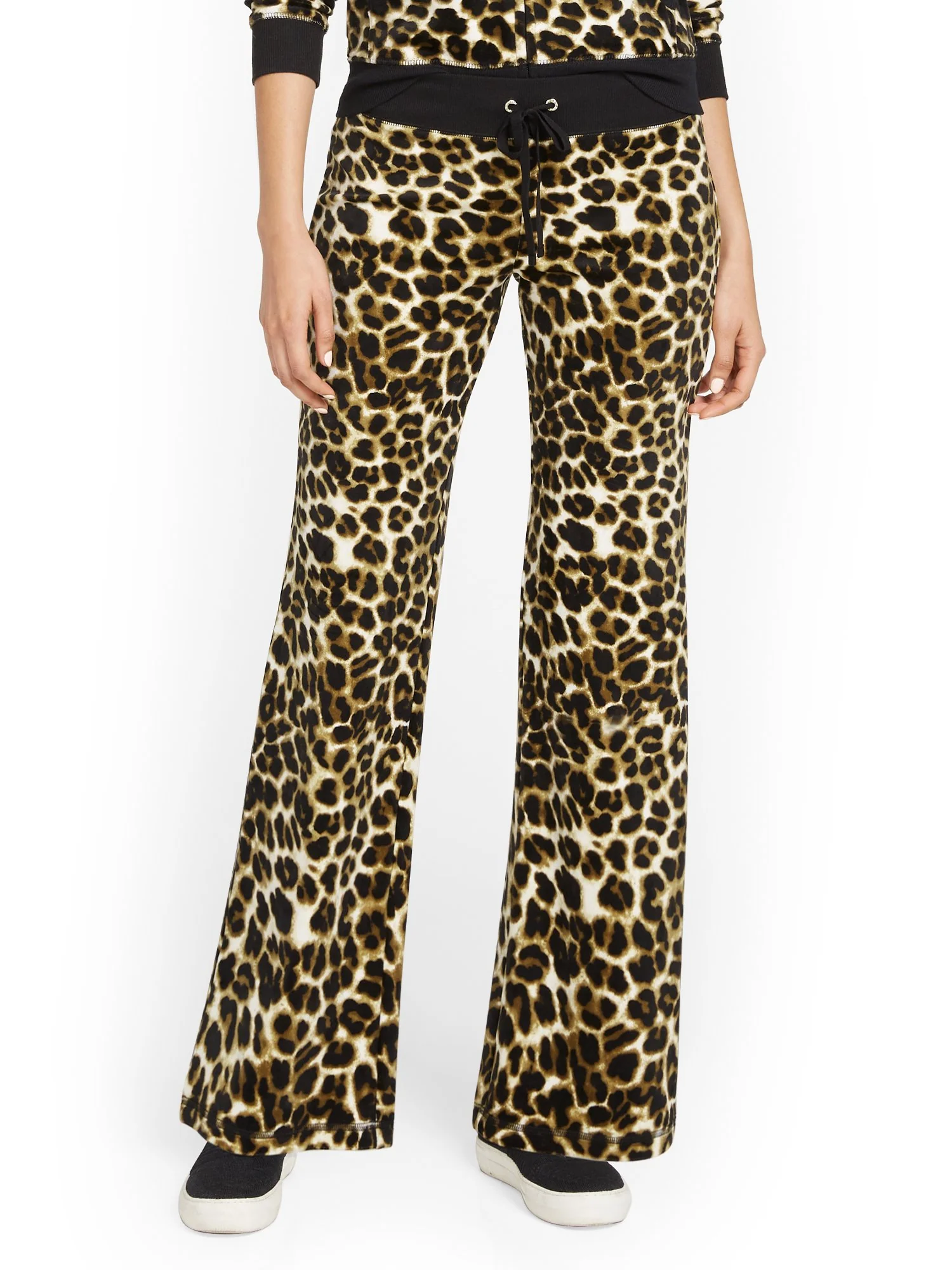 Petite Leopard-Print Velour Straight-Leg Pant - Dreamy Velour Collection