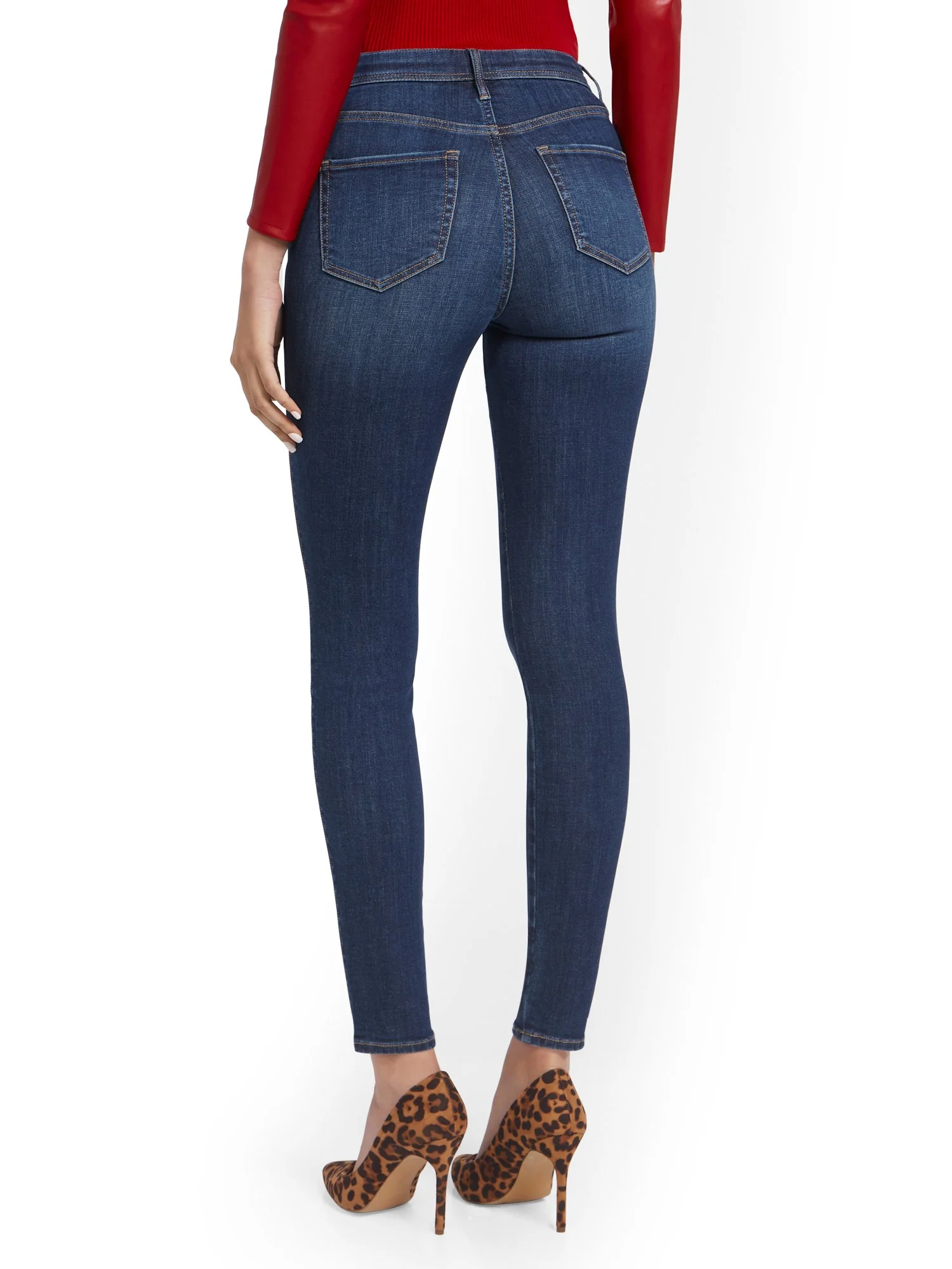 Petite Lexi High-Waisted Super-Skinny Jeans - Medium Indigo - Image 2
