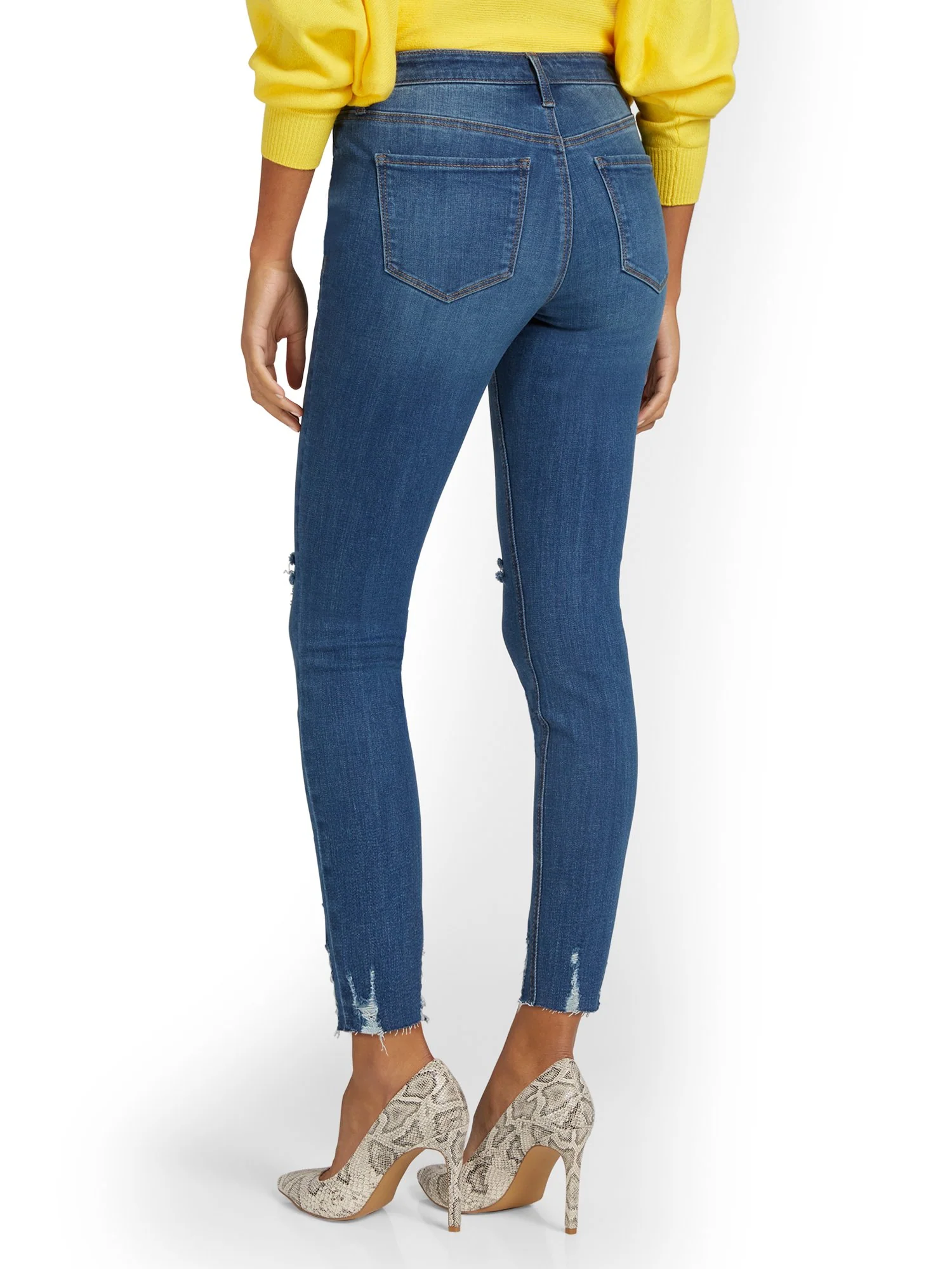 Petite Lexi Mid-Rise Super-Skinny Ankle Jeans - Dark Blue Wash - Image 3