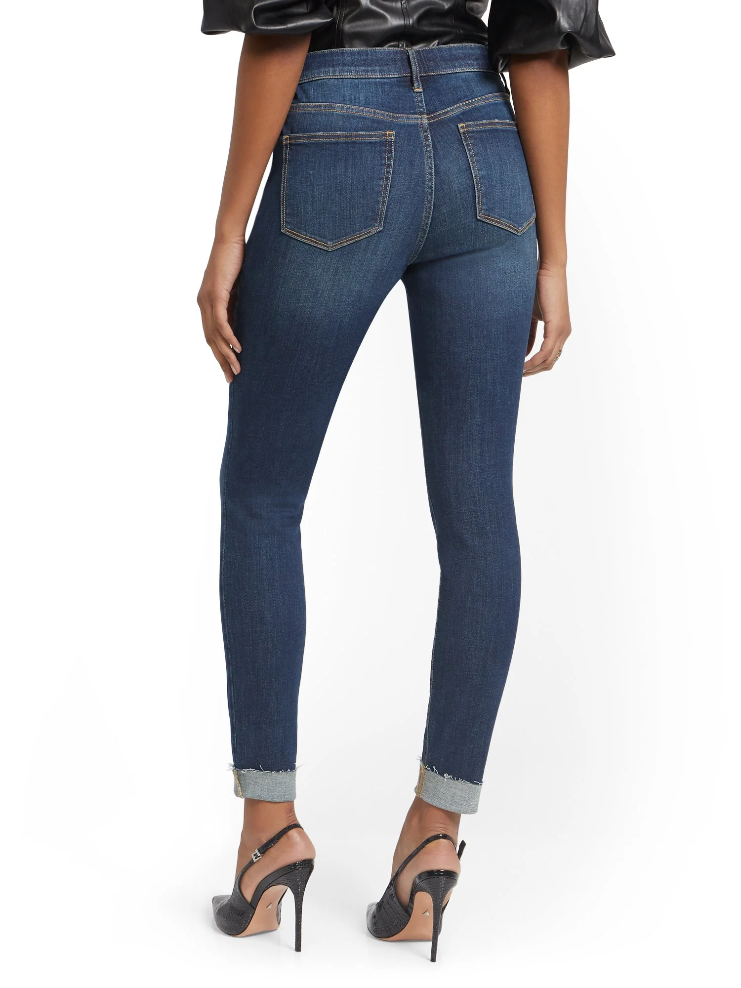 Petite Lexi Mid-Rise Super-Skinny Jeans - Foxy Blue - Image 3