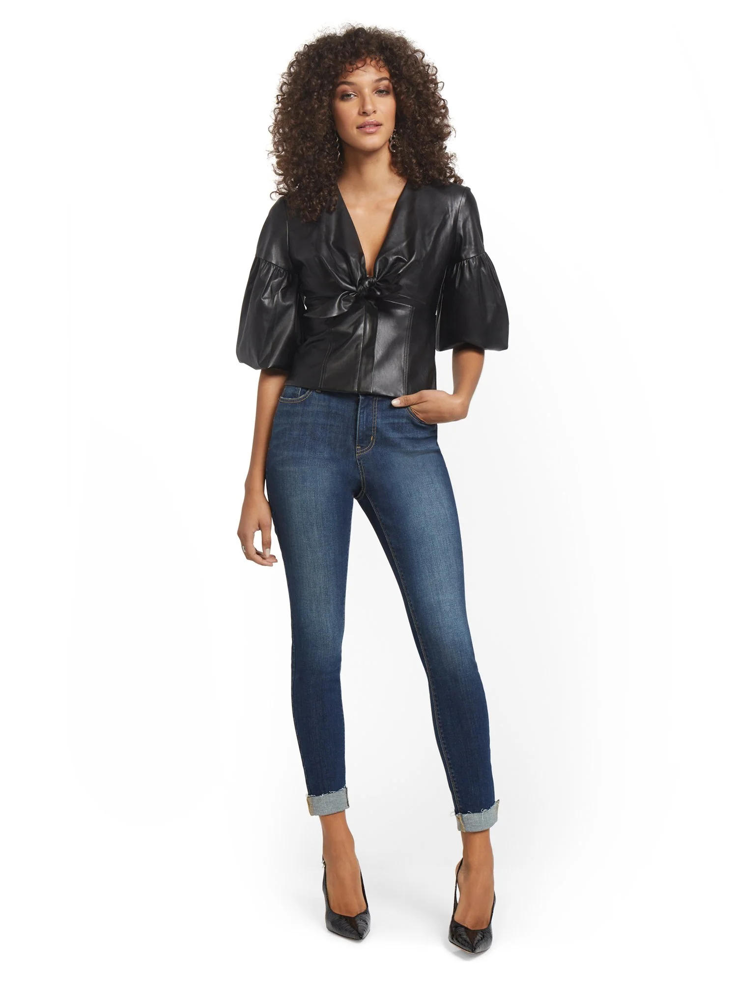 Petite Lexi Mid-Rise Super-Skinny Jeans - Foxy Blue - Image 4