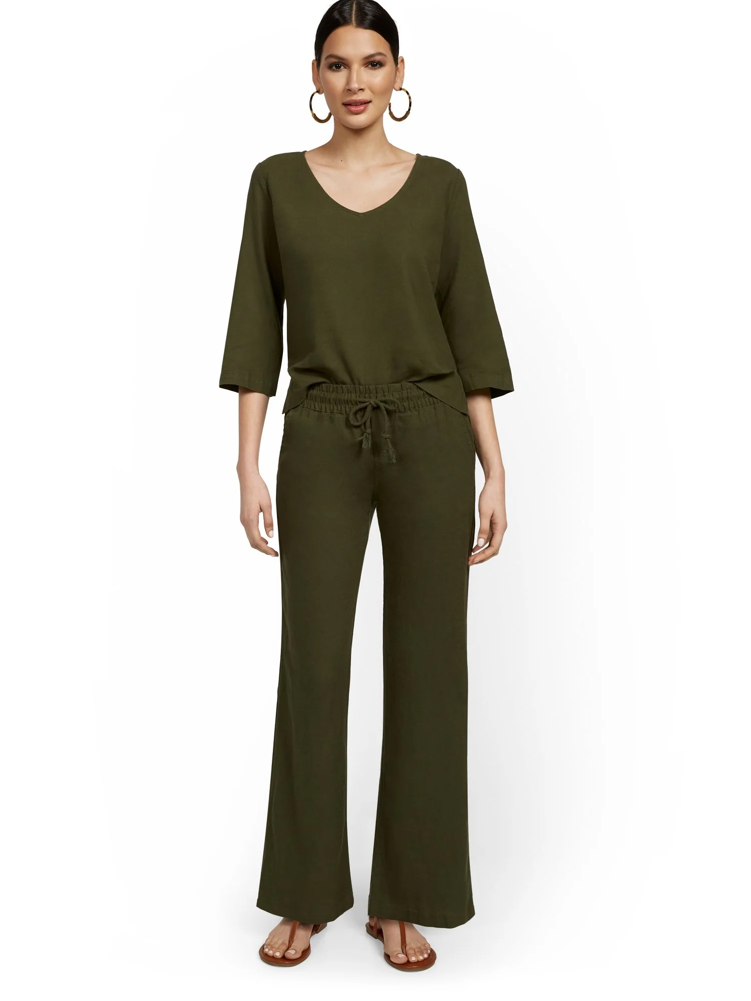 Petite Linen-Blend High-Waisted Drawstring Pant - Image 10