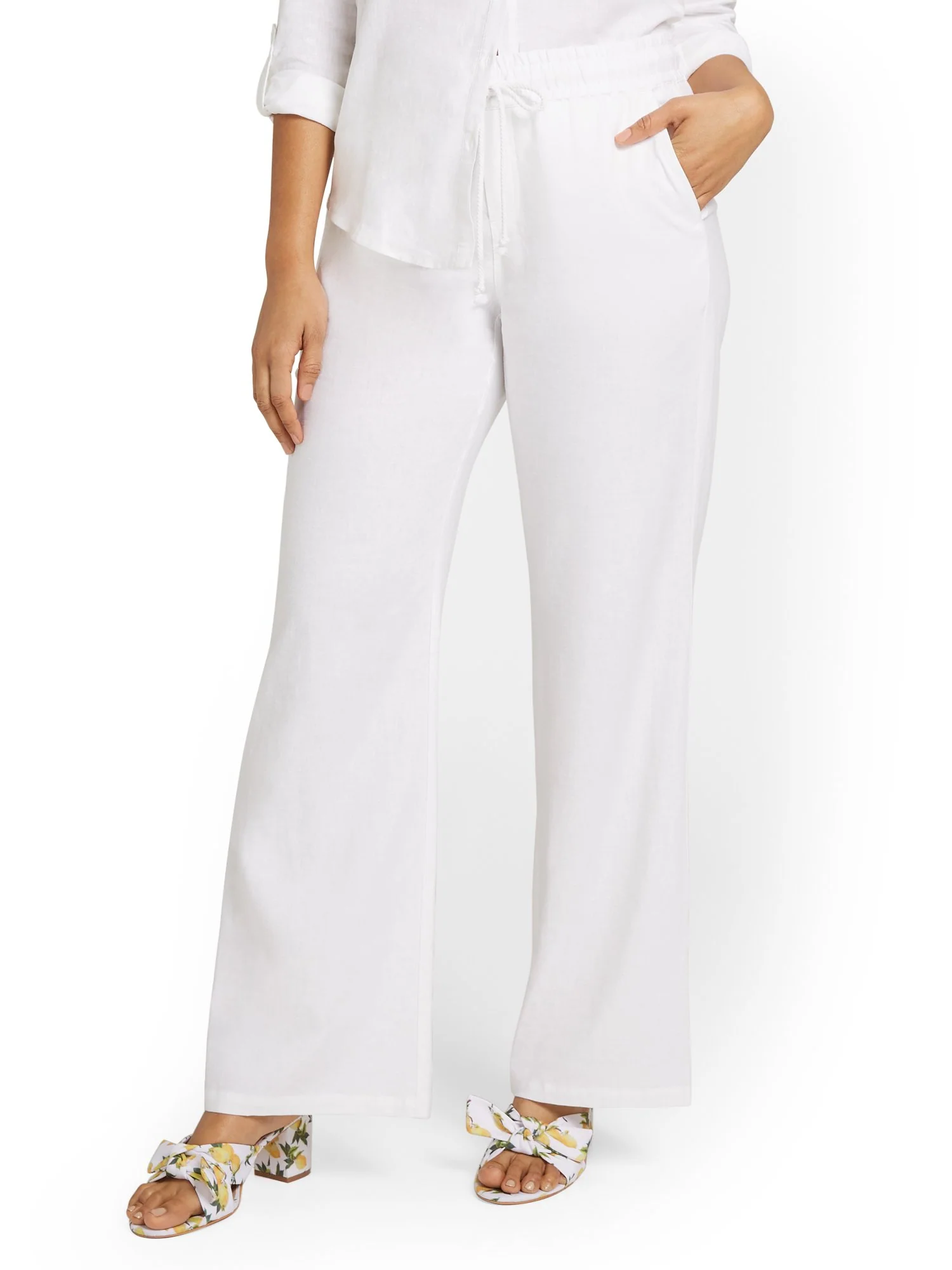 Petite Linen-Blend Tie-Waist Wide-Leg Pant - Image 2