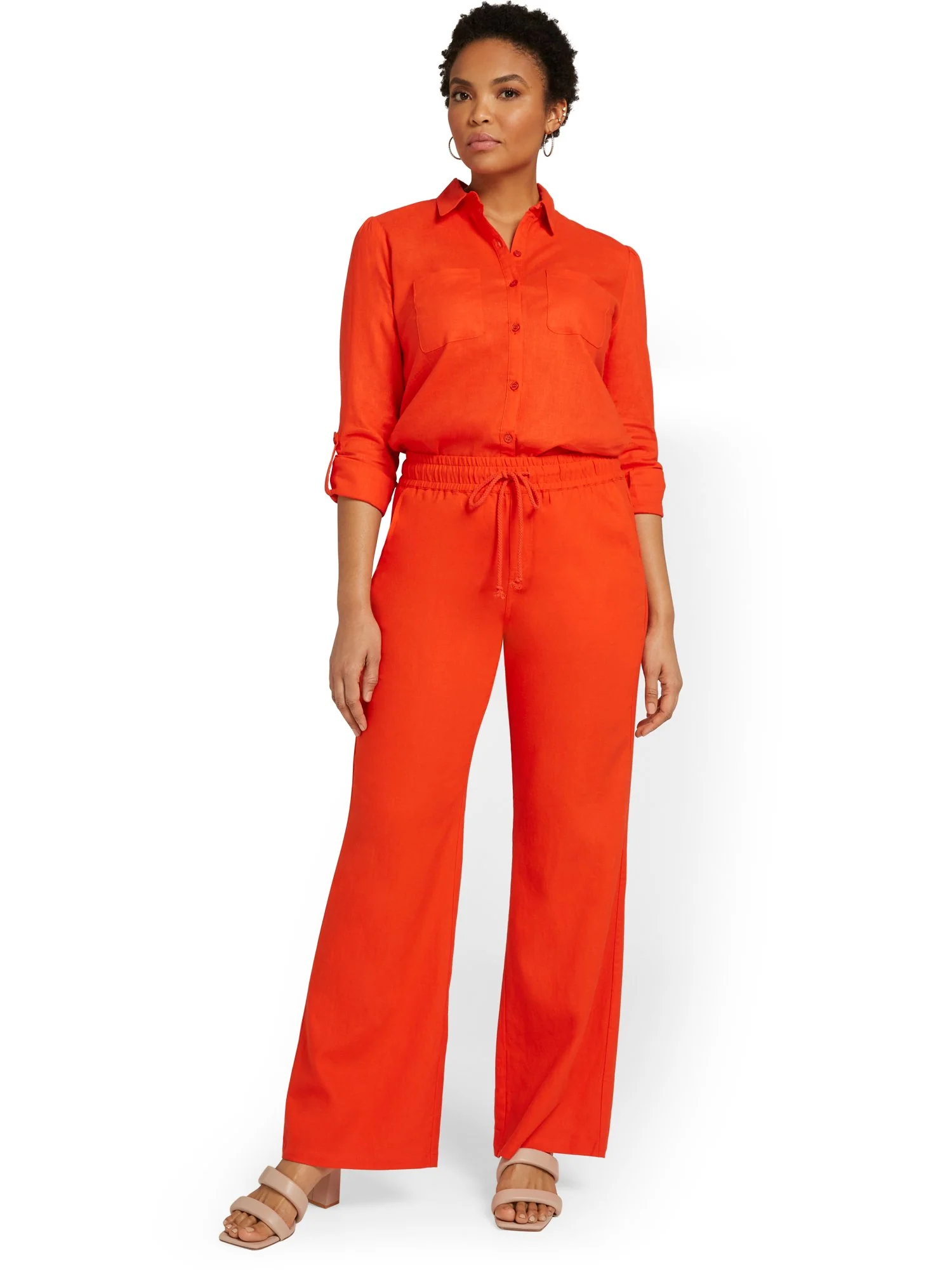 Petite Linen-Blend Tie-Waist Wide-Leg Pant - Image 24