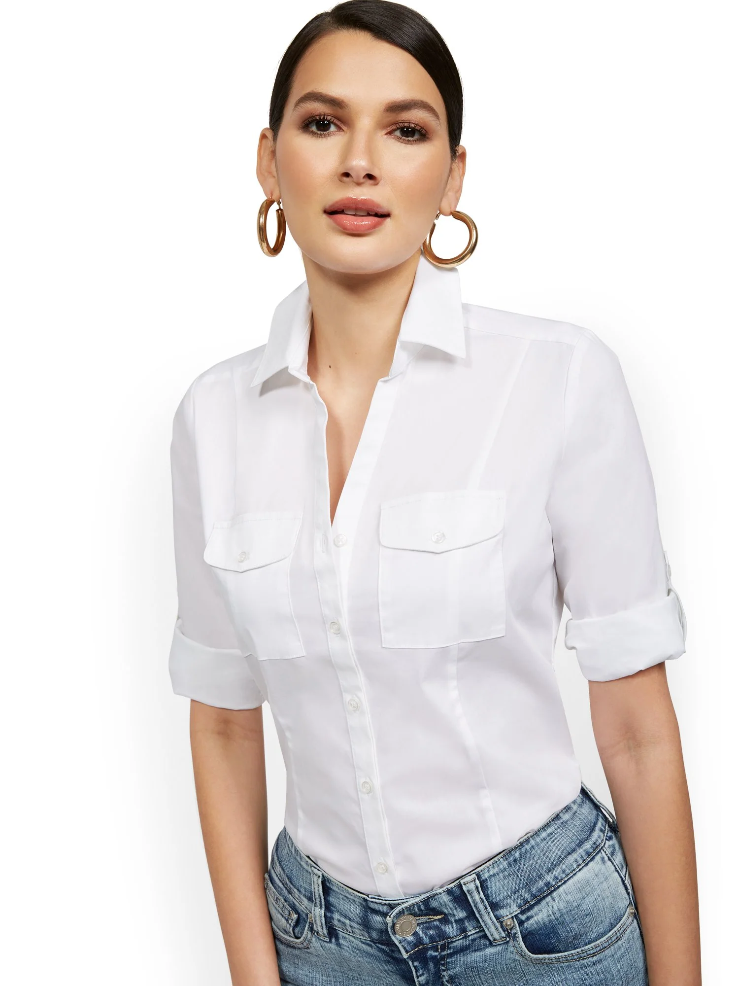 Petite Madison 3/4-Sleeve Stretch Shirt - 7th Avenue - Image 5
