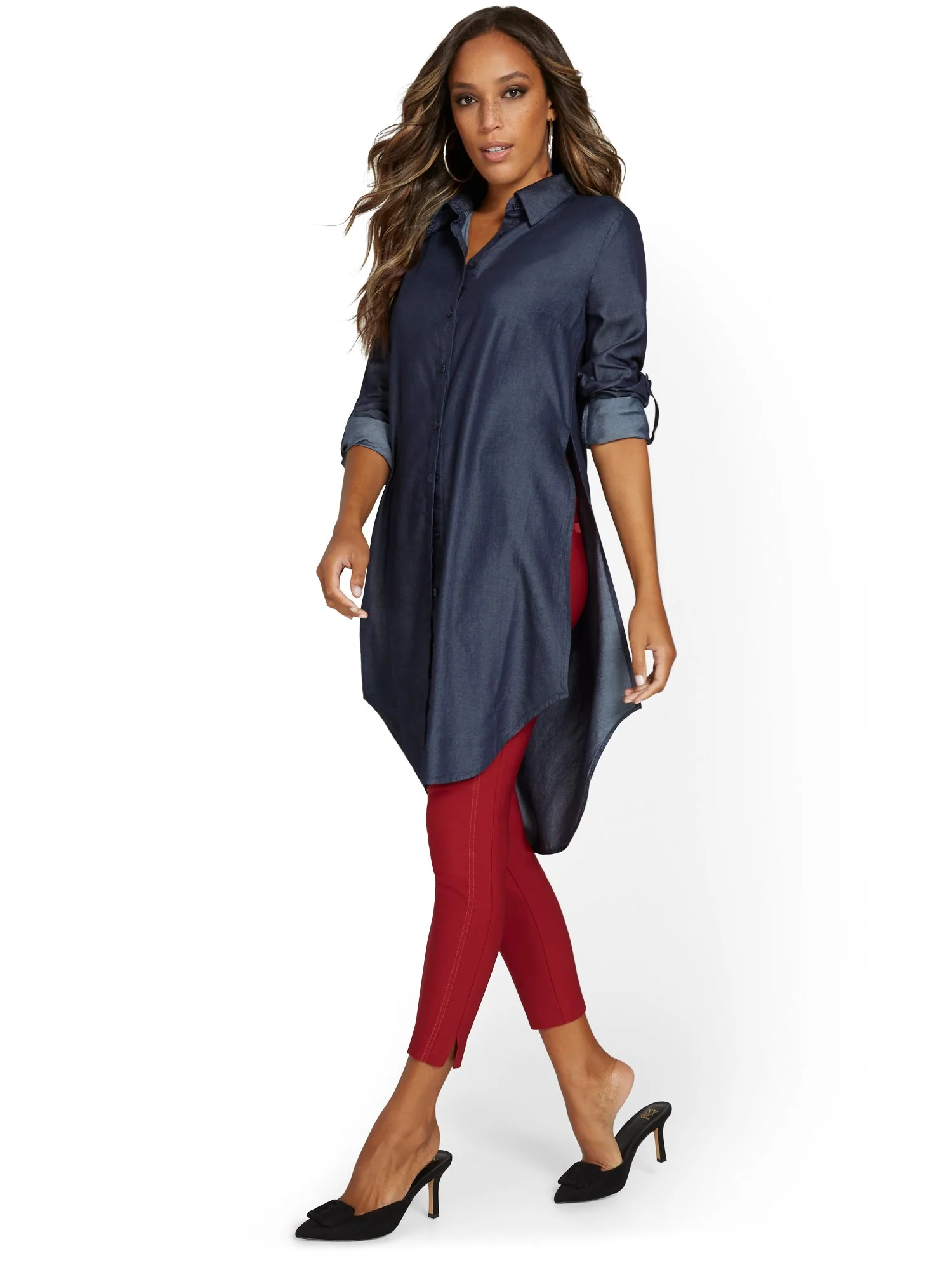 Petite Madison Chambray Tunic Shirt - Image 2