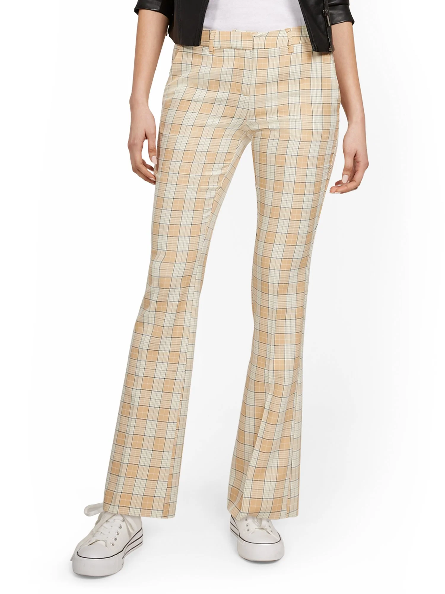Petite Mid-Rise Modern Bootcut Pant - Plaid