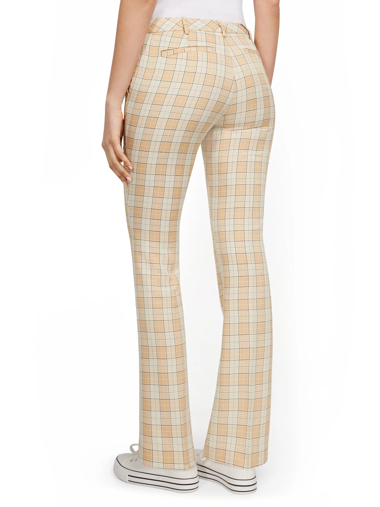 Petite Mid-Rise Modern Bootcut Pant - Plaid - Image 3