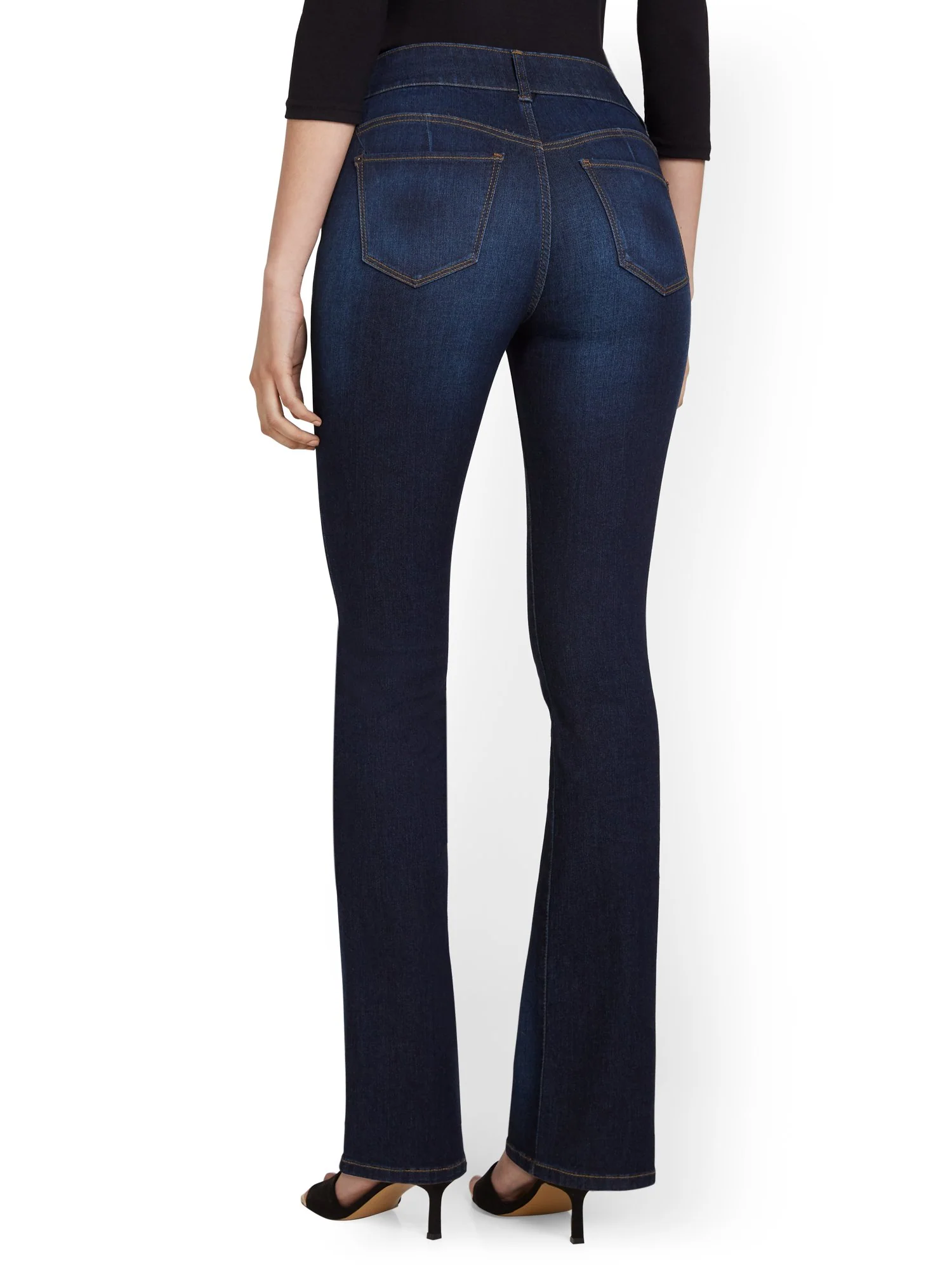 Petite Mya Curvy High-Waisted Bootcut Jeans - Dark Wash - Image 3