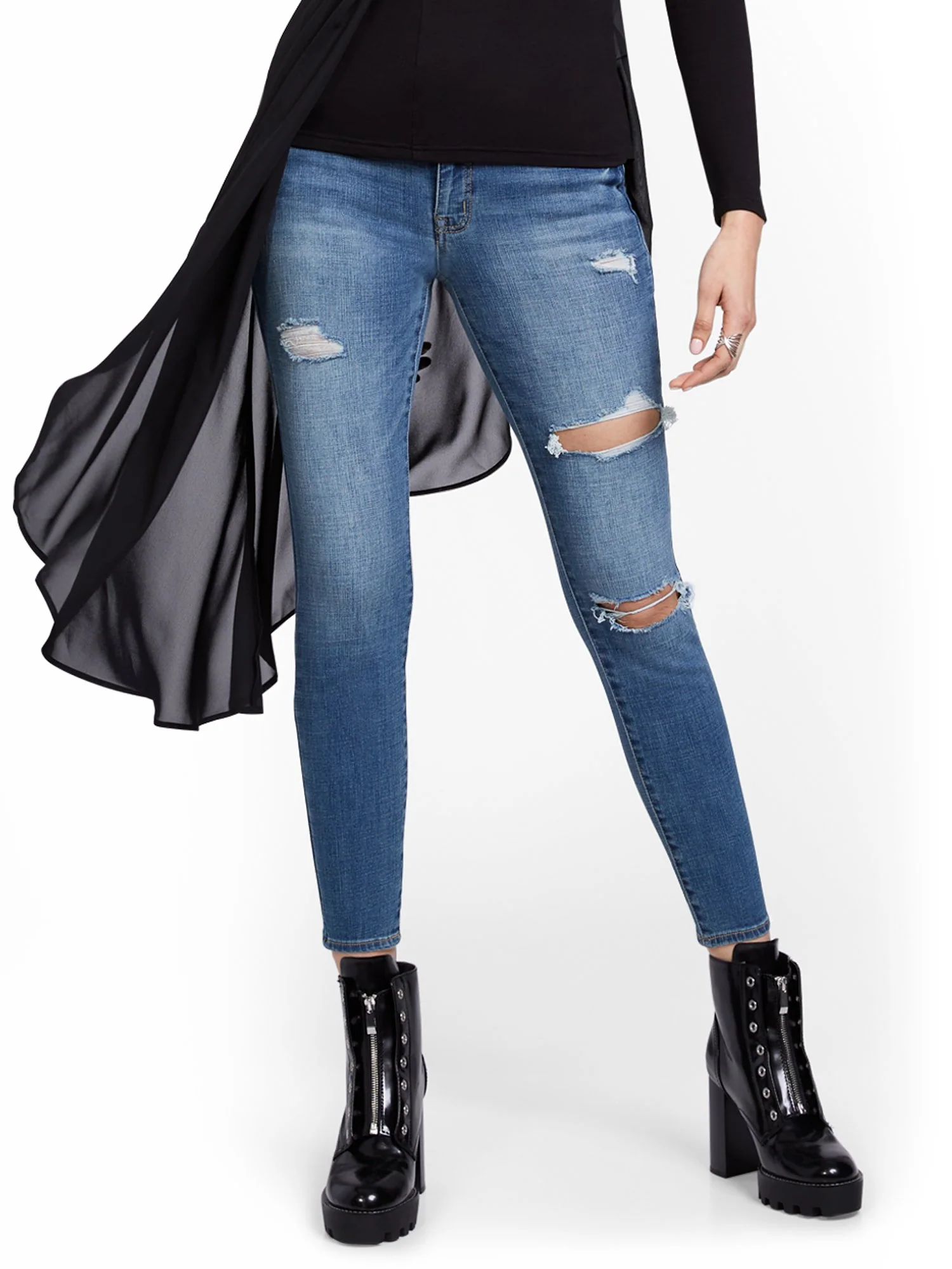Petite Mya Curvy High-Waisted Sculpting No Gap Super-Skinny Ankle Jeans