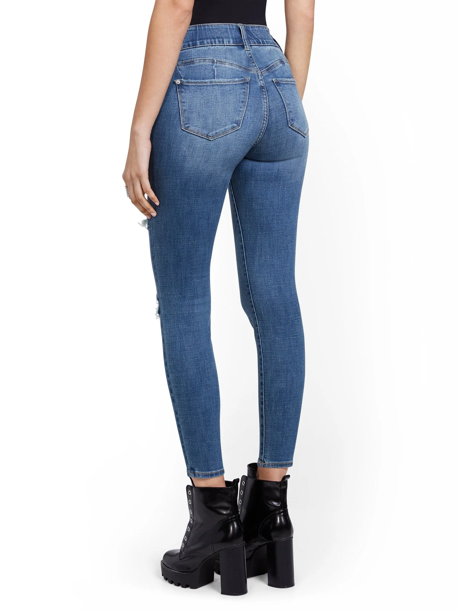 Petite Mya Curvy High-Waisted Sculpting No Gap Super-Skinny Ankle Jeans - Image 3