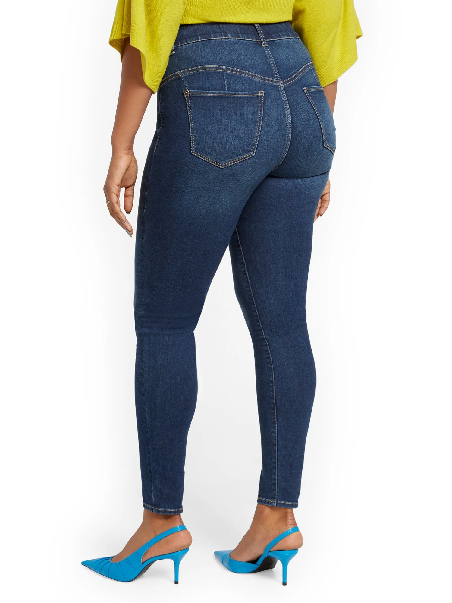 Petite Mya Curvy High-Waisted Sculpting No Gap Super-Skinny Ankle Jeans - Foxy Blue - Image 3