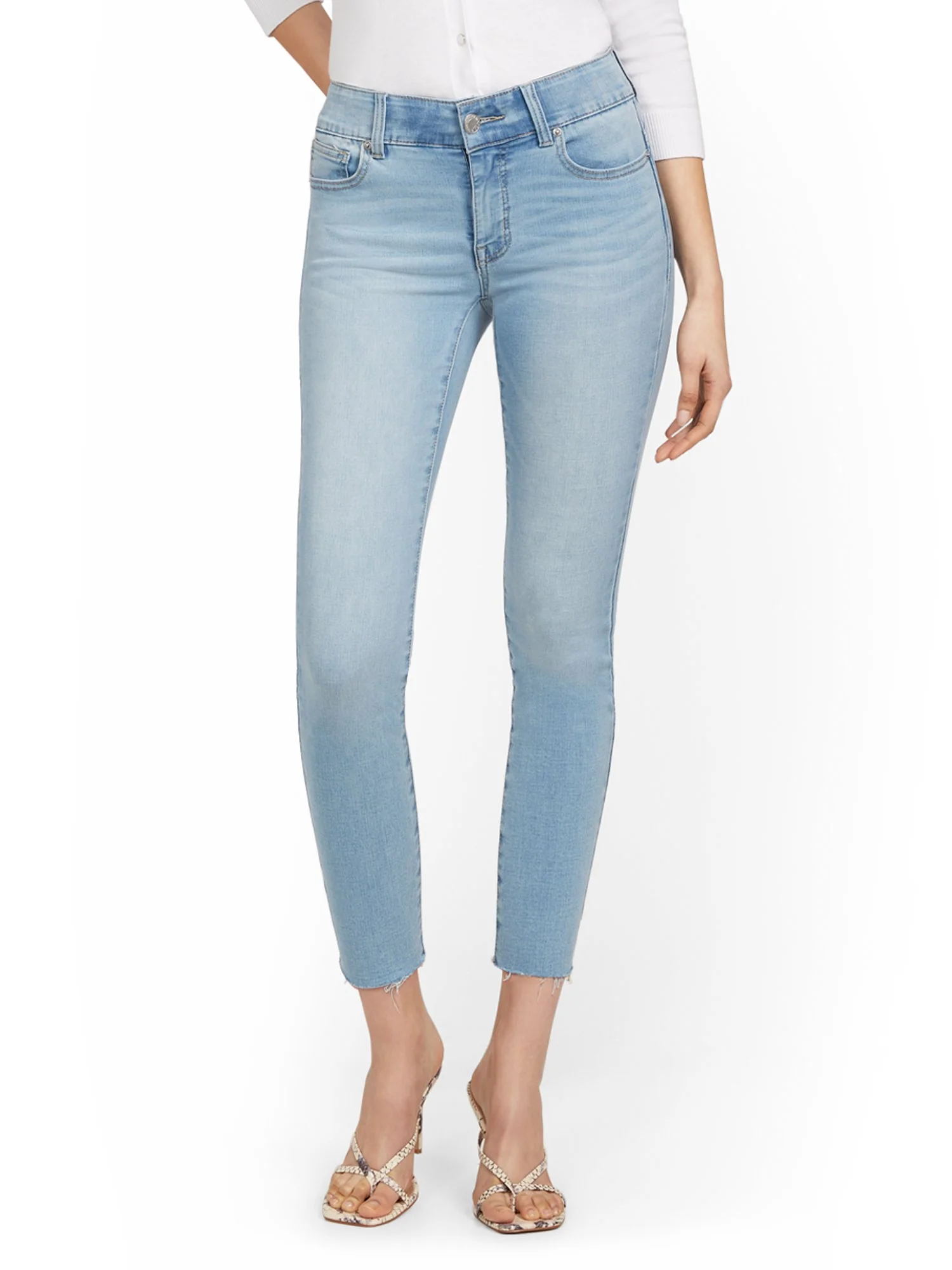 Petite Mya Curvy High-Waisted Sculpting No Gap Super-Skinny Ankle Jeans - Light Wash - Image 2