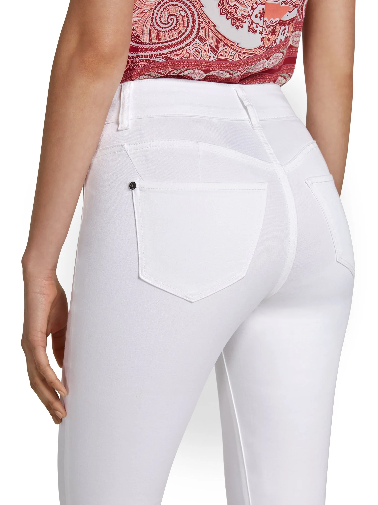 Petite Mya Curvy High-Waisted Sculpting No Gap Super-Skinny Ankle Jeans - White - Image 4