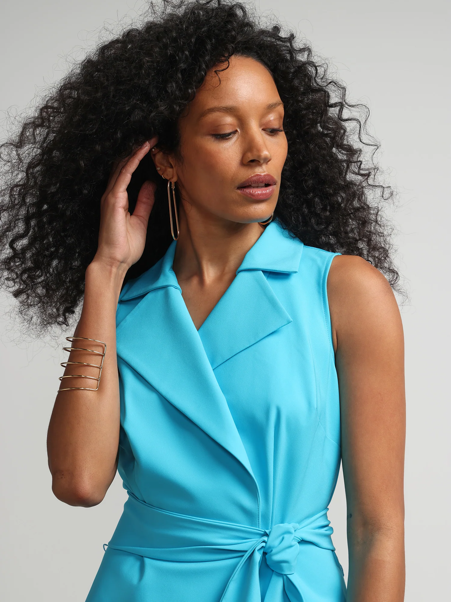 Petite Notch-Collar Belted Flare Dress - Fit To Flatter - Image 4