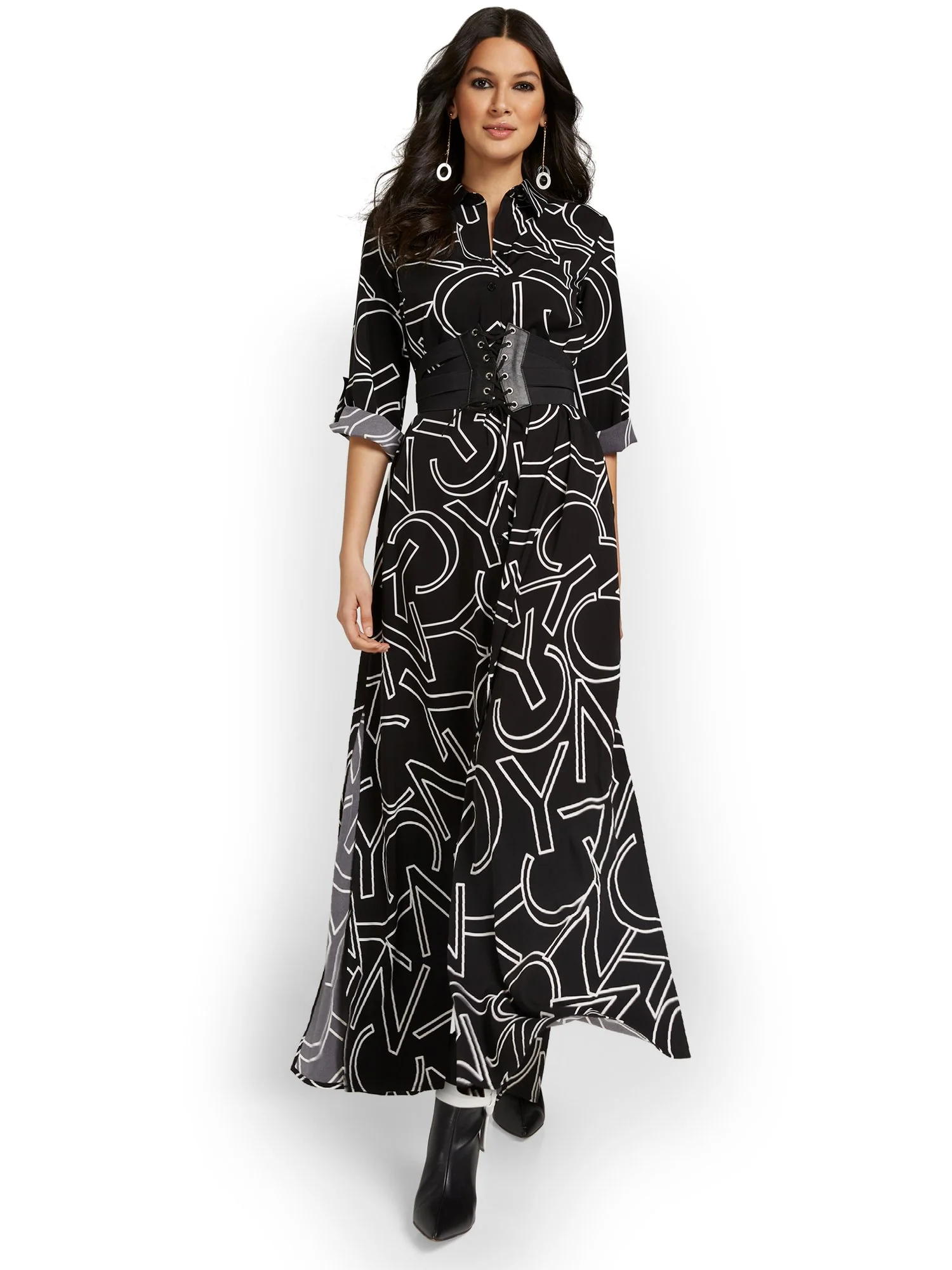 Petite NYC-Print Maxi Shirtdress - Image 2