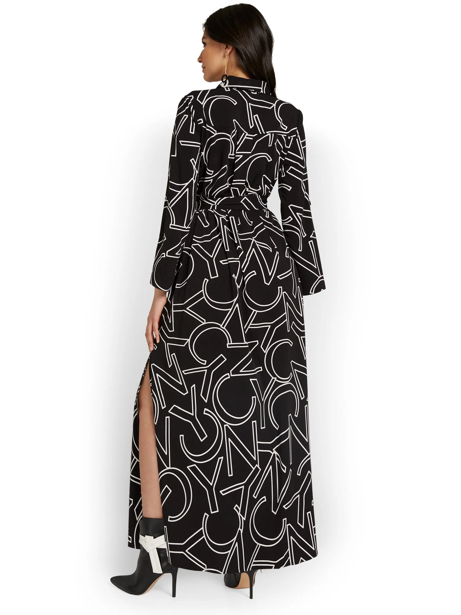Petite NYC-Print Maxi Shirtdress - Image 3