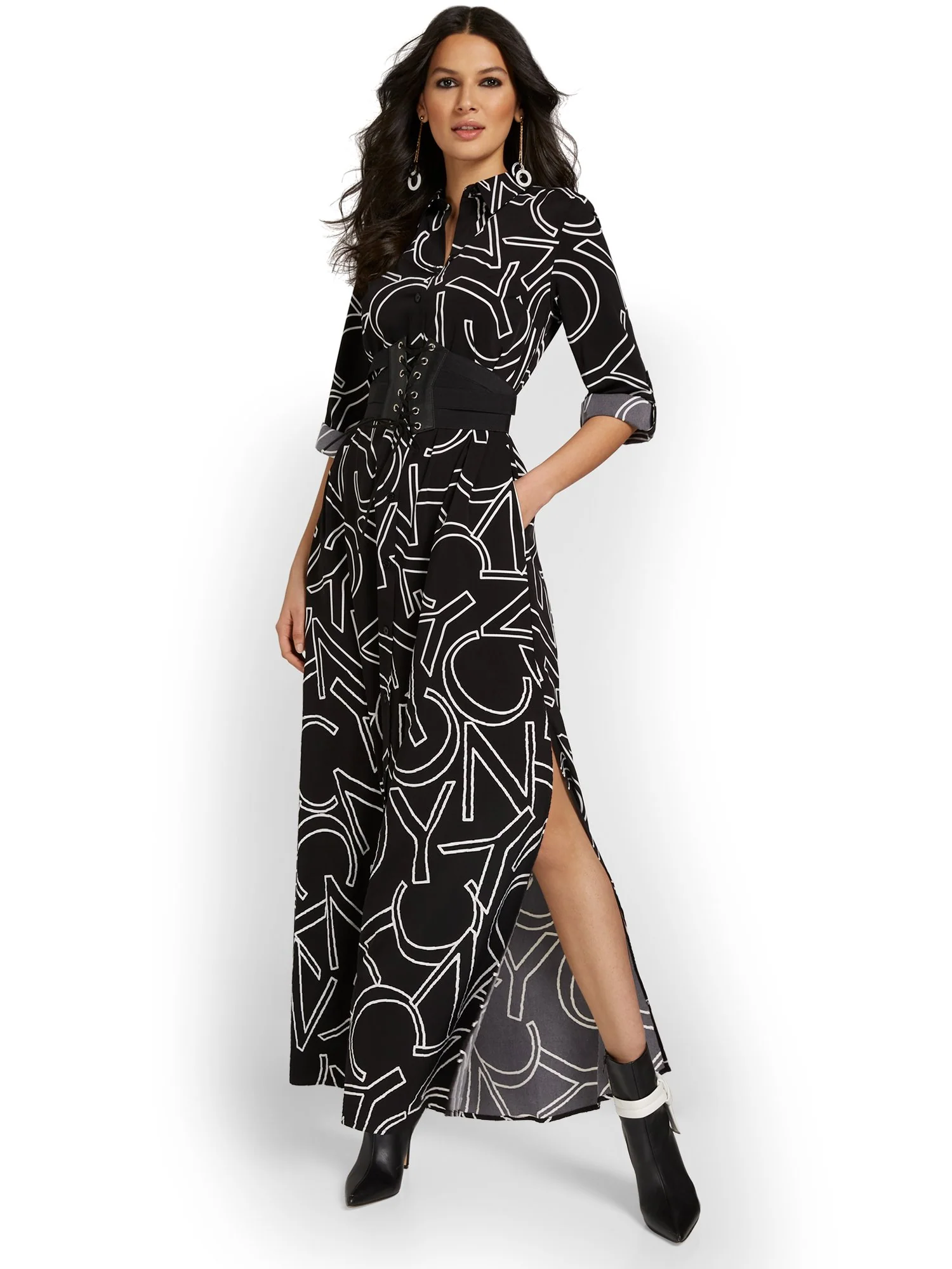 Petite NYC-Print Maxi Shirtdress - Image 4