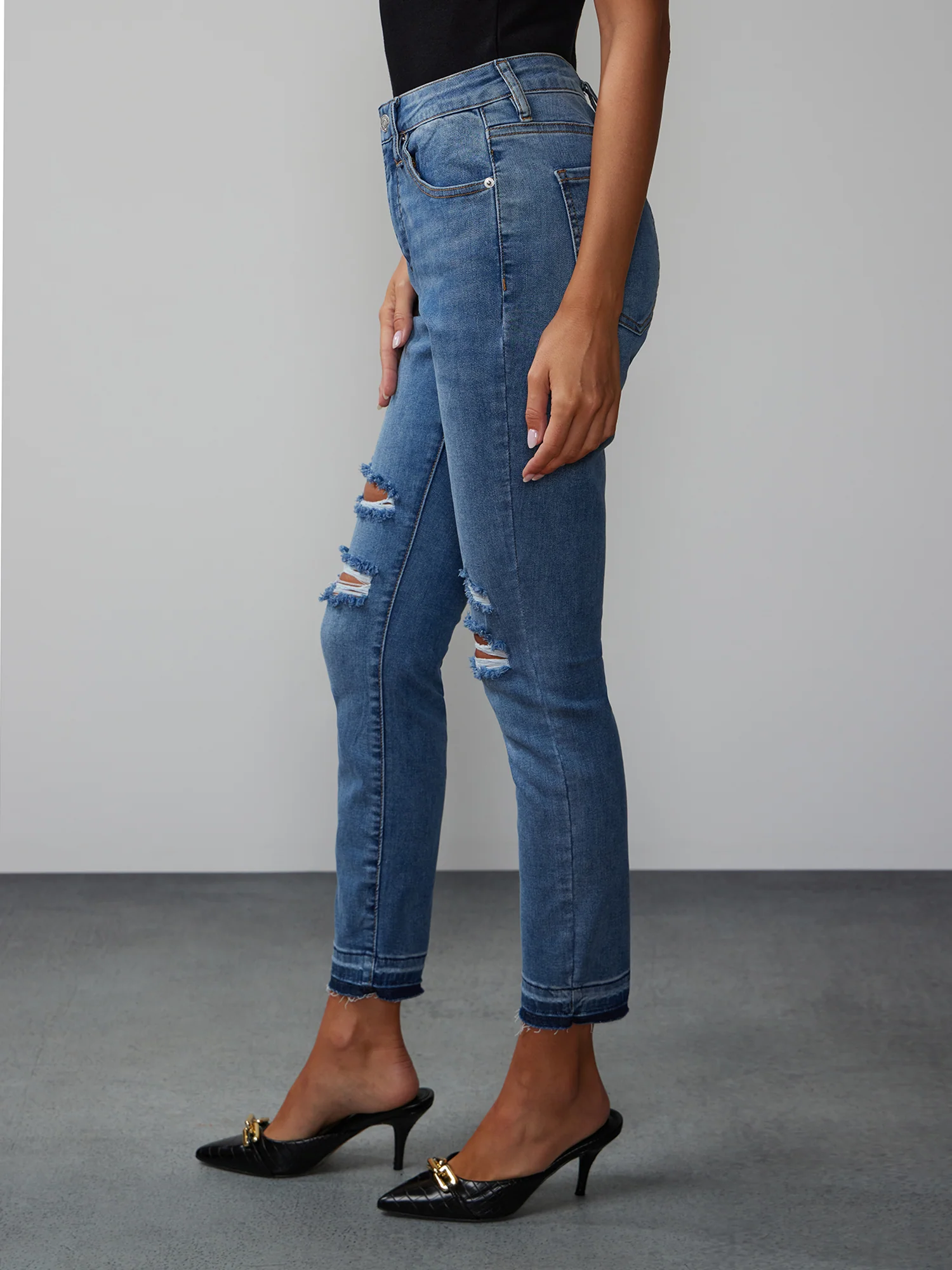 Petite Perfect Fit Distressed Skinny Ankle Jeans - Image 2
