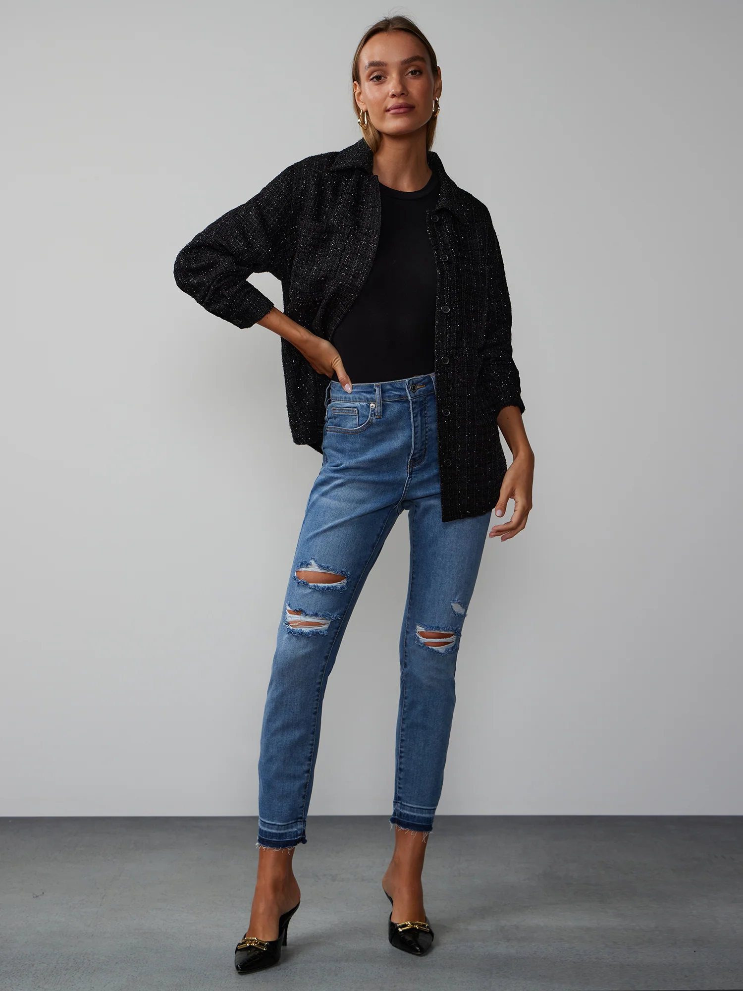 Petite Perfect Fit Distressed Skinny Ankle Jeans - Image 4